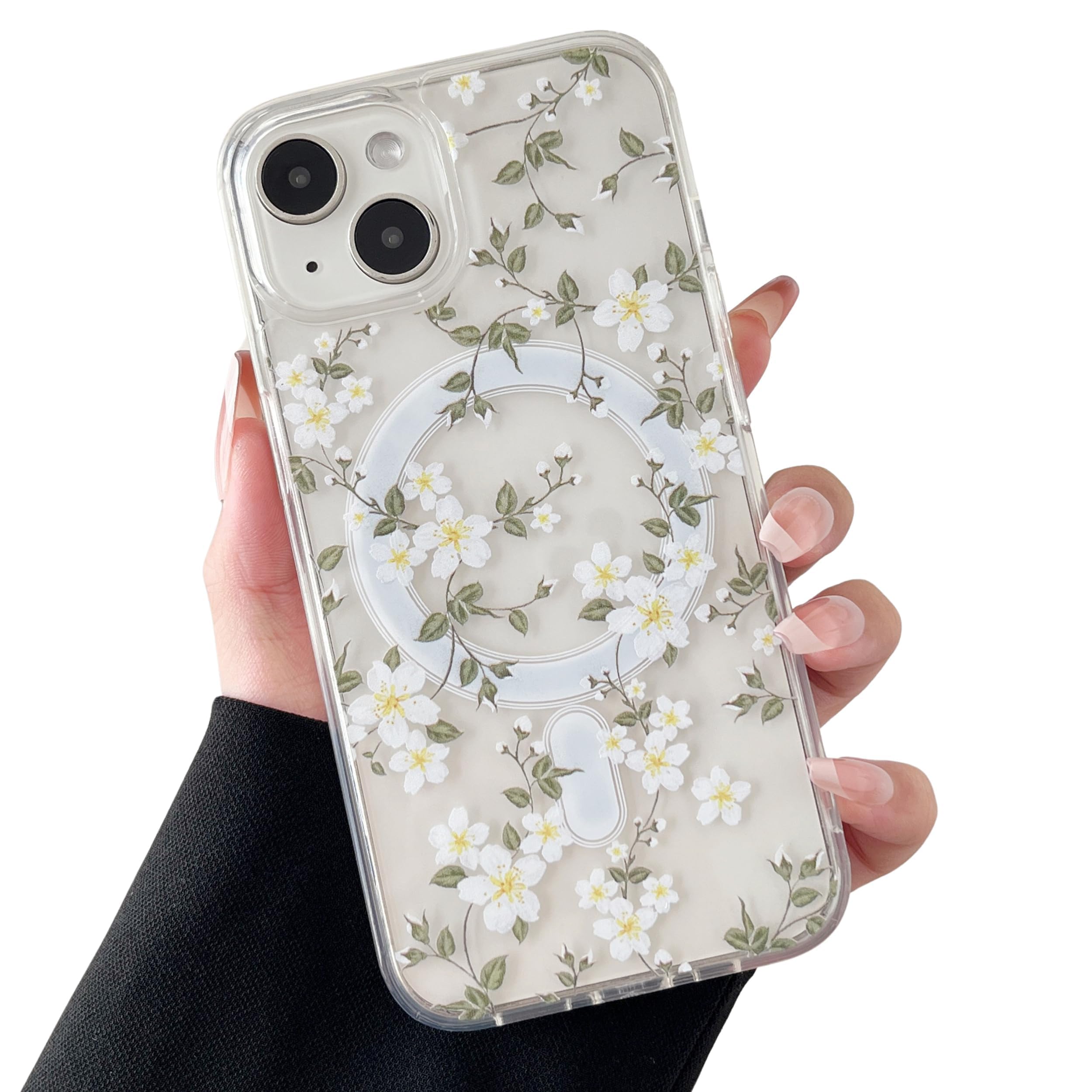 ZTOFERA for iPhone 15 Magnetic Case Compatible with Magsafe,Aesthetic Floral Pattern Design Cute for Girl Women,Anti-Drop Protec