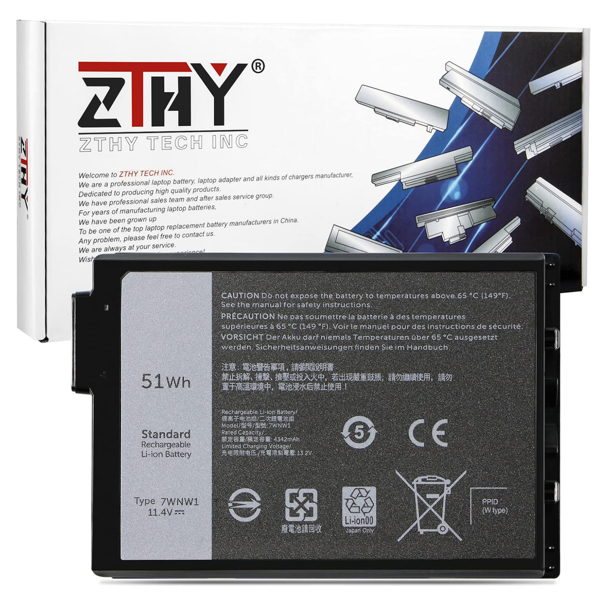 Zthy 7Wnw1 Laptop Battery Replacement For Dell Latitude 5424 Rugged Extreme, Latitude 5420 Rugged Extreme, Latitude 7424 Rugged