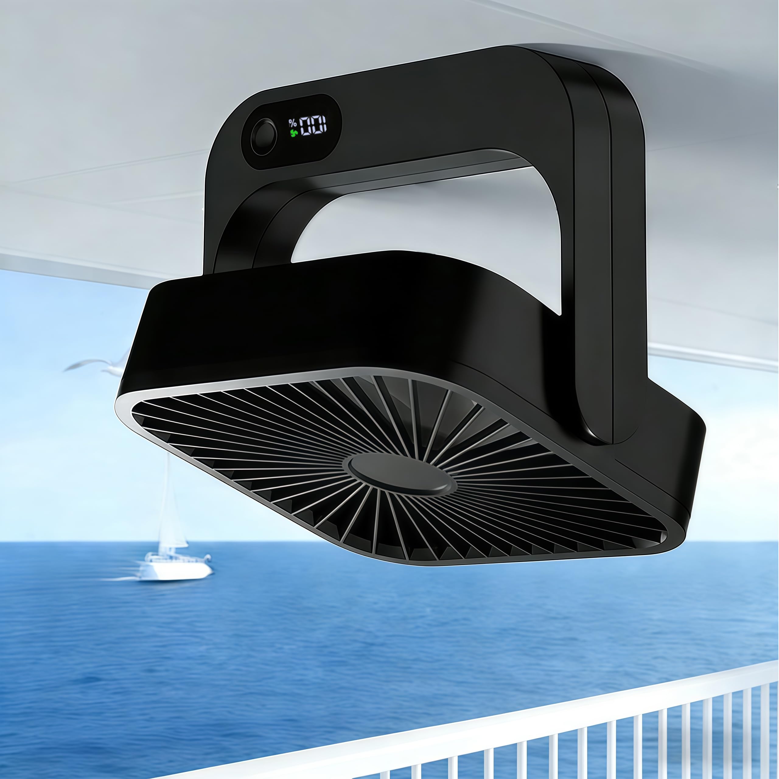 HYTWEDO Magnetic Cruise Approved Fan, 5000mAh Ultra-Slim Travel Fan Rechargeable, 5 Speeds, 270 Adjustable Portable Fan, Magneti