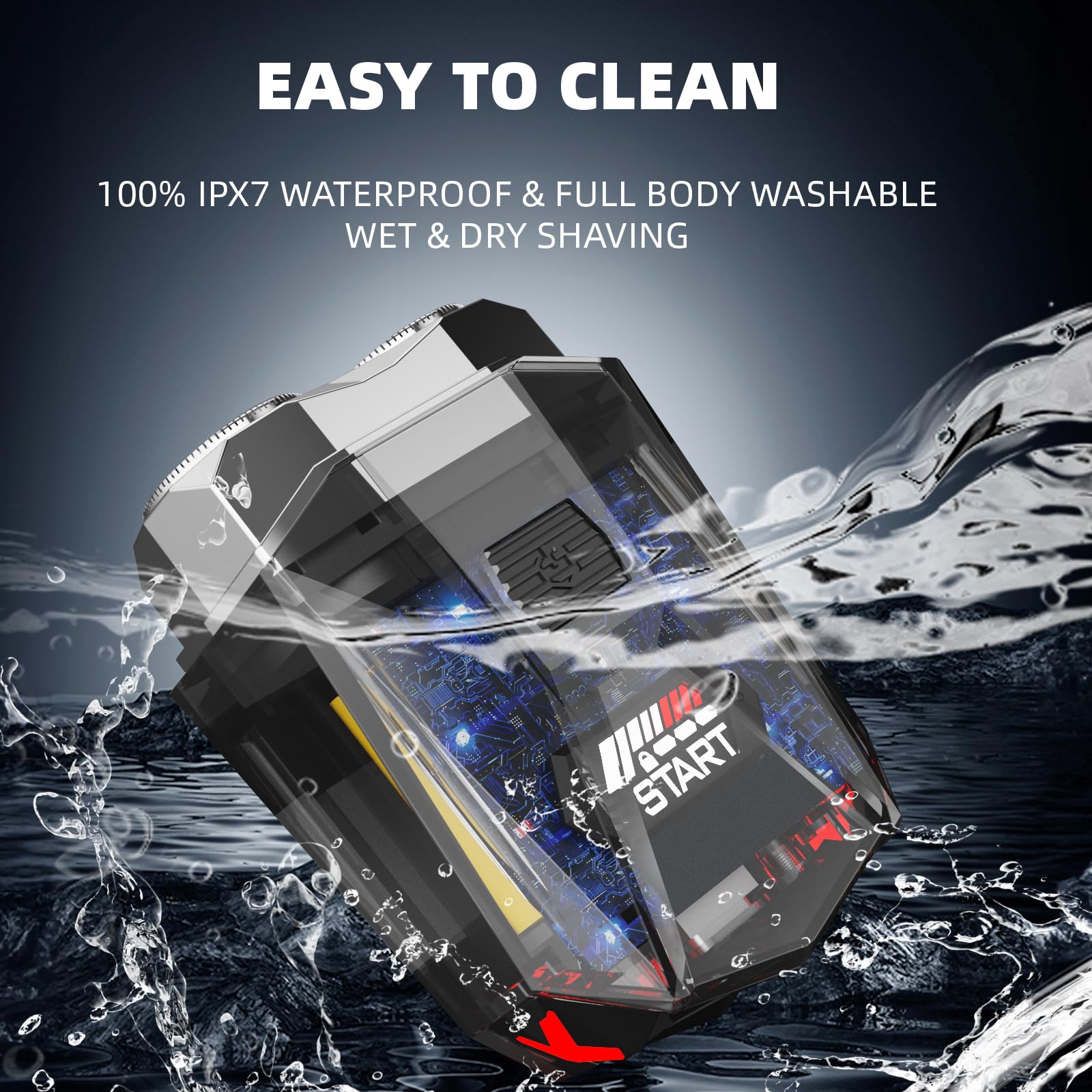 Cyberpunk Mini Electric Shaver, Portable Electric Razor For Men, Travel Shaver With Smart Display, Ipx7 Waterproof, Wet & Dry Sh