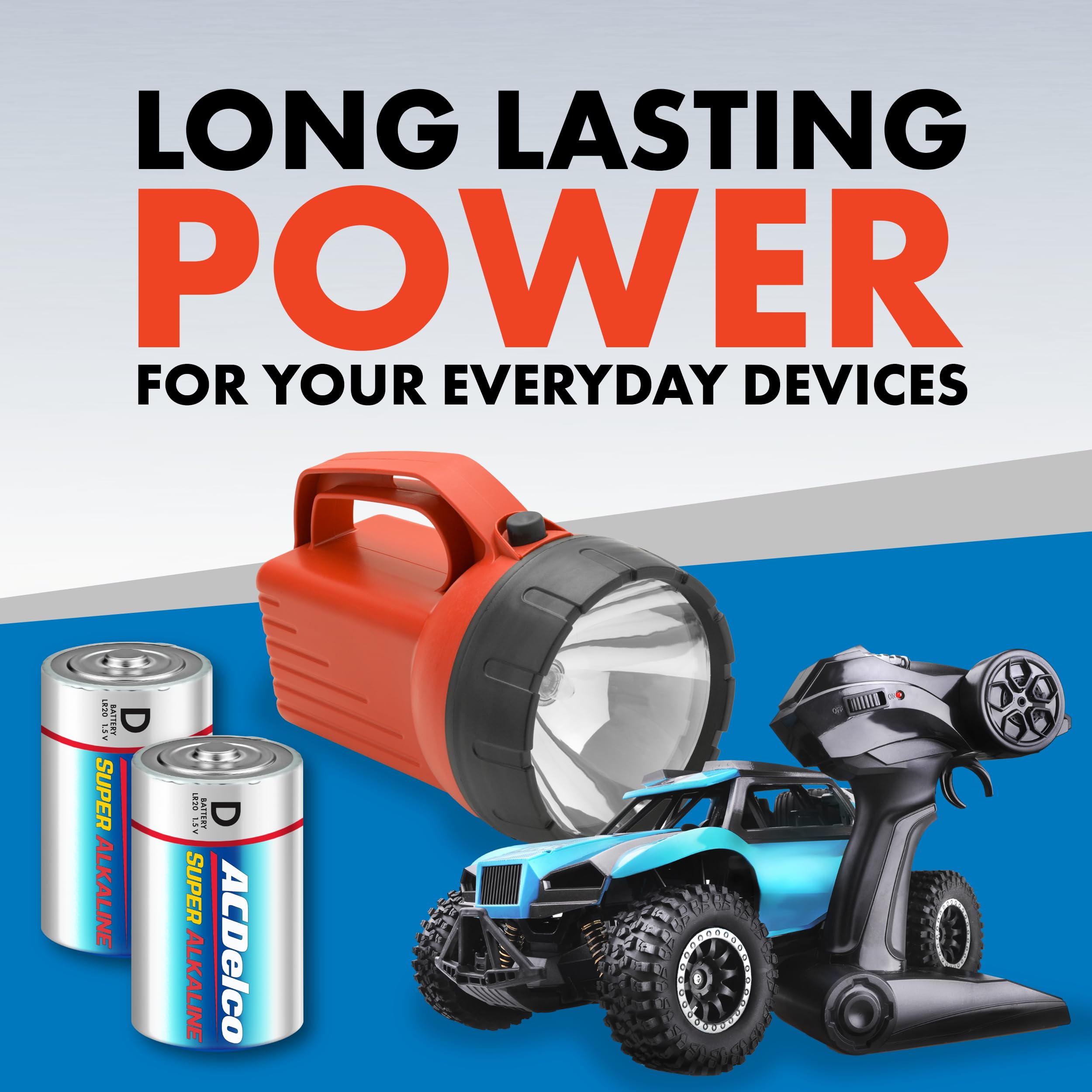 Acdelco 8 Count D Batteries, Maximum Power Super Alkaline Battery, 7 Year Shelf Life, Recloseable Packaging