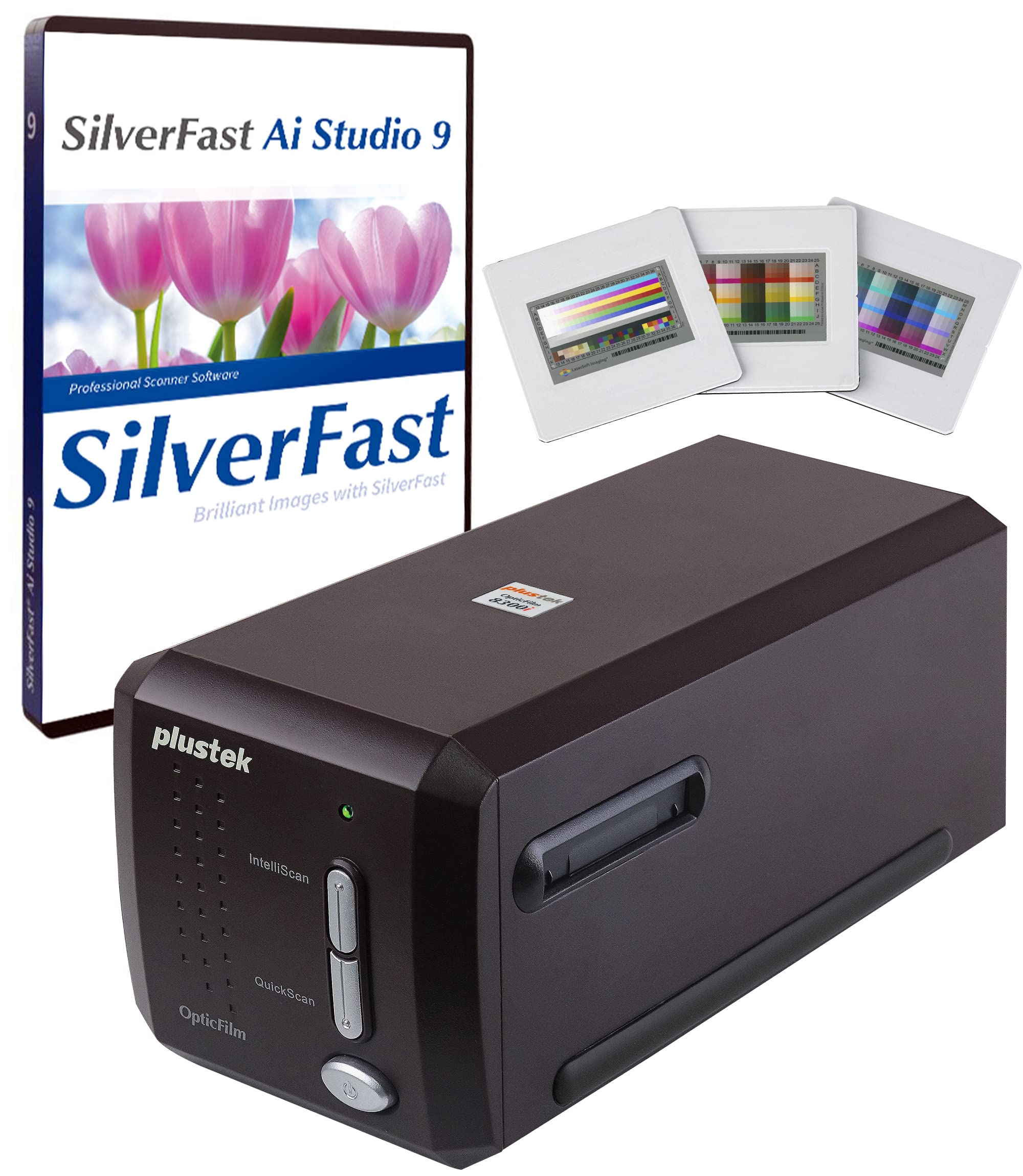 Plustek Opticfilm 8300I Ai Film Scanner   Converts 35Mm Film & Slide Into Digital, Bundle Silverfast Ai Studio 9 + Quickscan Plus, Include Advanced It8 Calibration Target (3 Slide)