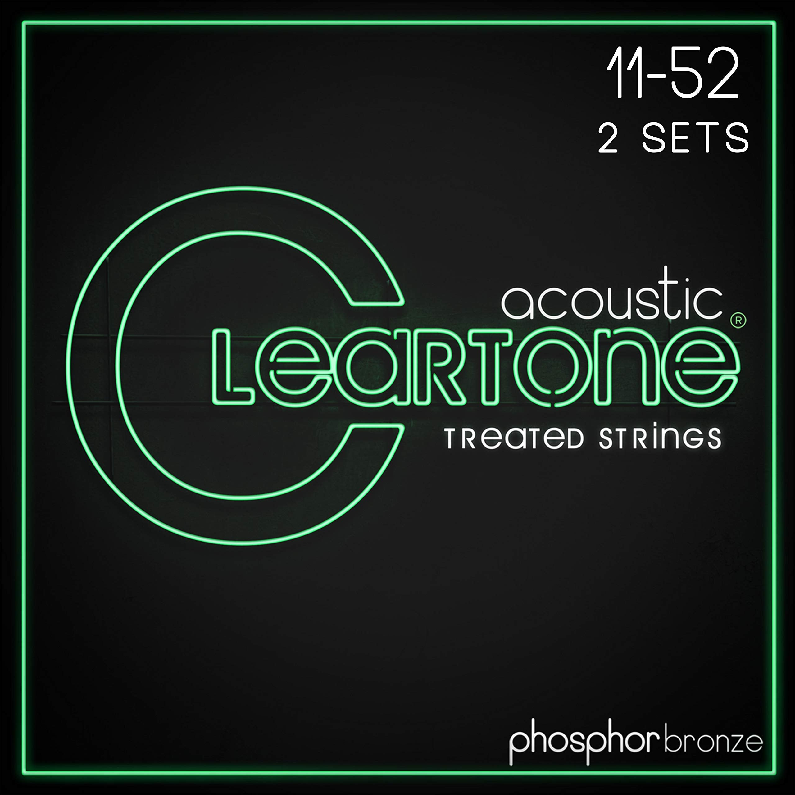 Cleartone Phosphor Bronze Custom Light Acoustic Guitar Strings 11 52 (2 Pack) (11 52)