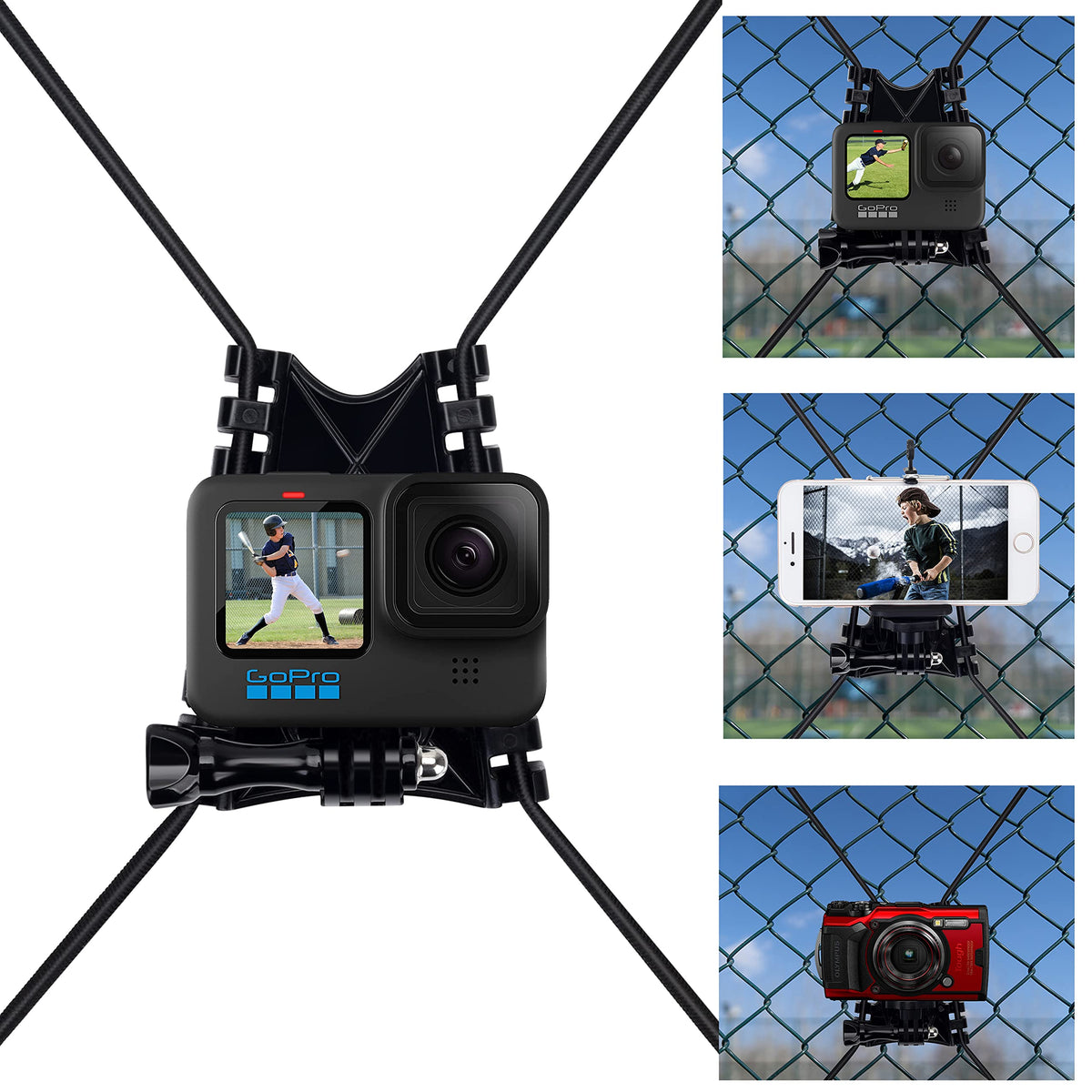 Suptig Net Fence and Tree Pole Mounting Brackets Compatible for Gopro Hero 13 Hero 12 Hero 11 Hero 10 Hero 9 Hero 8 Hero 7 Hero 6 Hero 5 Hero 4 Hero 3 DJI Osmo, AKASO, Phone, Digital Cameras