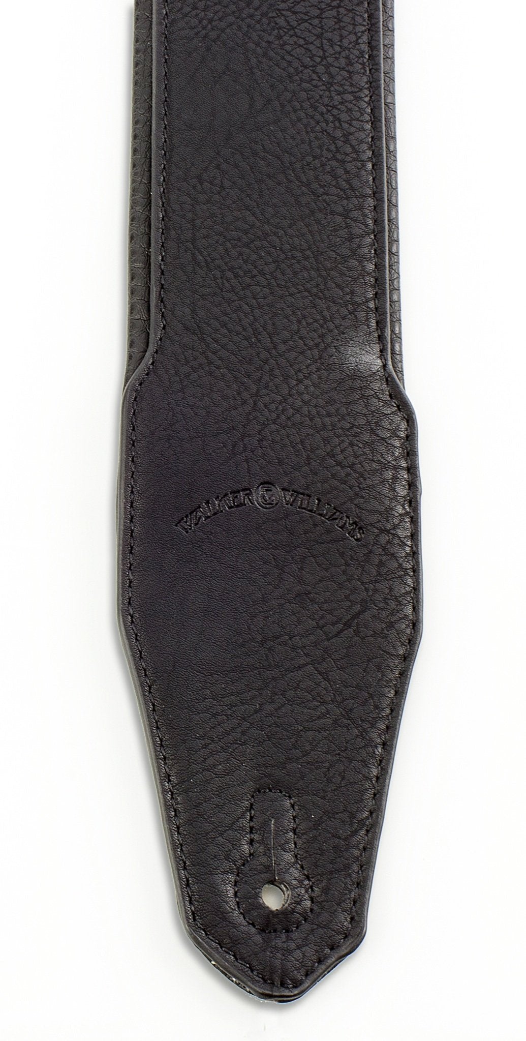 Walker & Williams G-15 Black Leather Natural Texture Guitar Strap With Thick Padding For Acoustic, Electric, And Bass Guitars