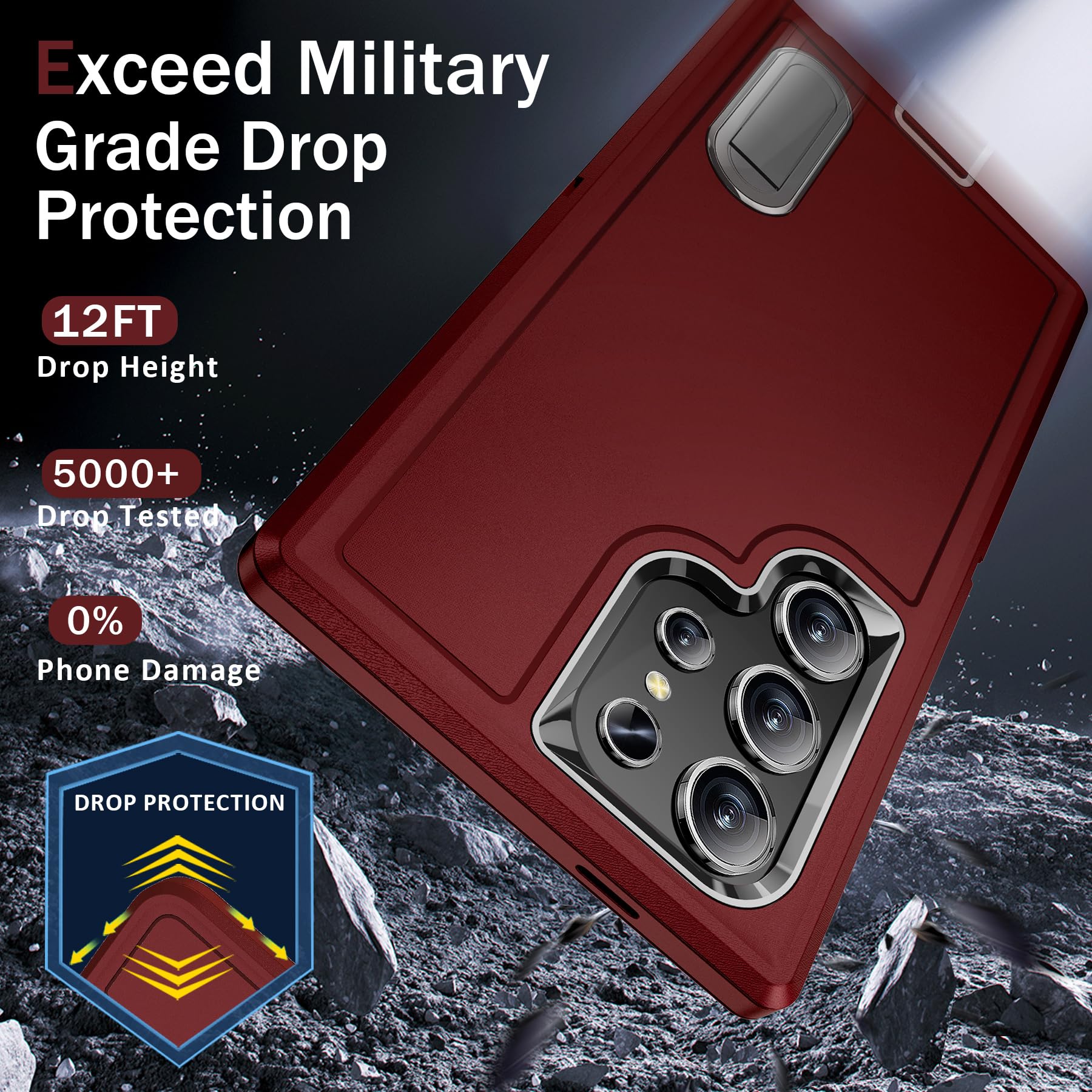 Bahahoues For Samsung Galaxy S24 Ultra Case For Samsung S24 Ultra Phone Case With Built In Kickstand, Shockproof/Dropproof Milit