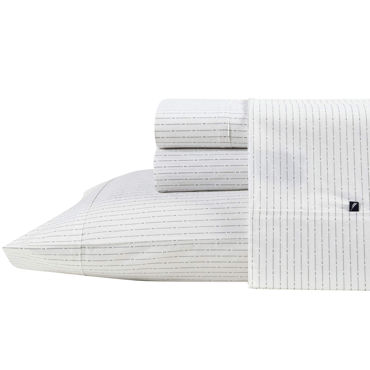 Nautica   King Sheet Set, Cotton Percale Bedding Set, Crisp  Cool, Lightweight  Breathable (Buoy Line Grey, King)