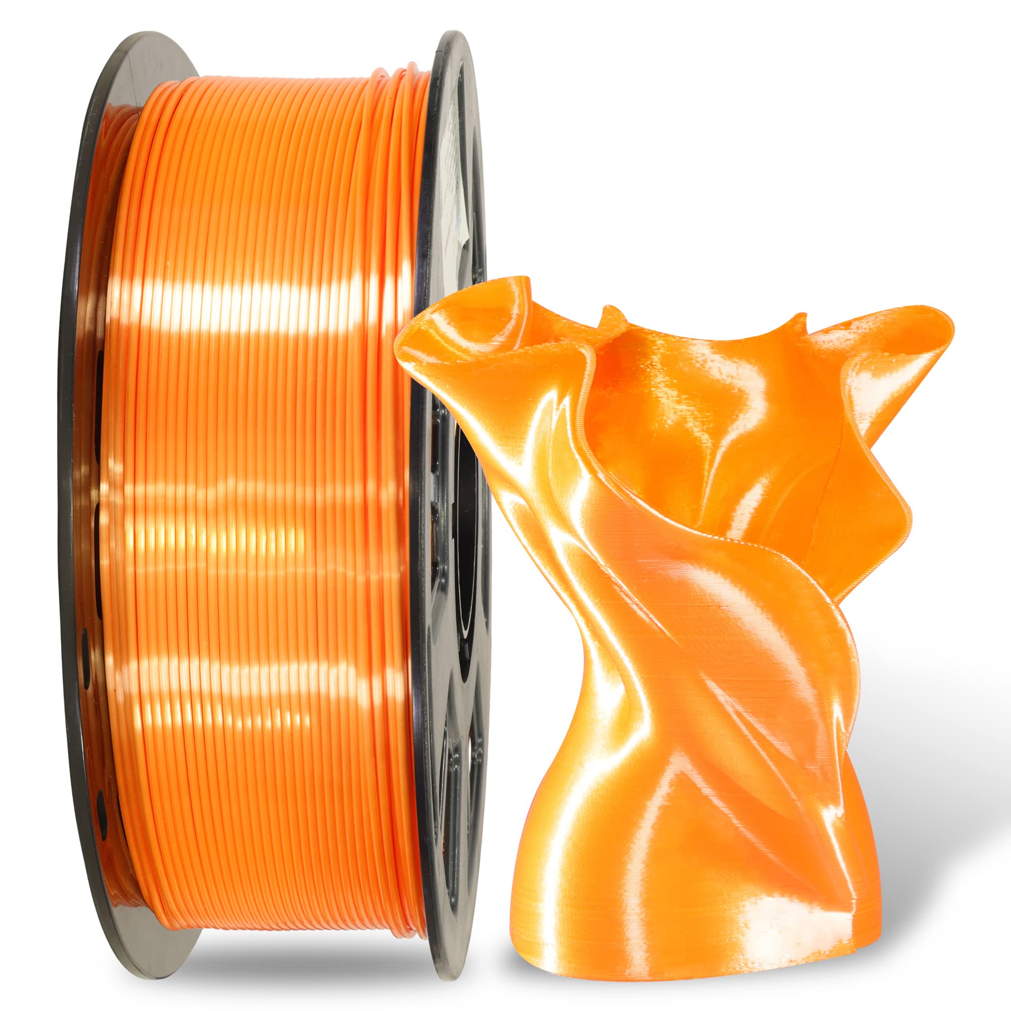 Silk Orange Shiny Pla 3D Printing Filament, 1Kg 2.2Lbs 1.75Mm 3D Print Material With High Diameter Accuracy, Neatly Wound Silk P
