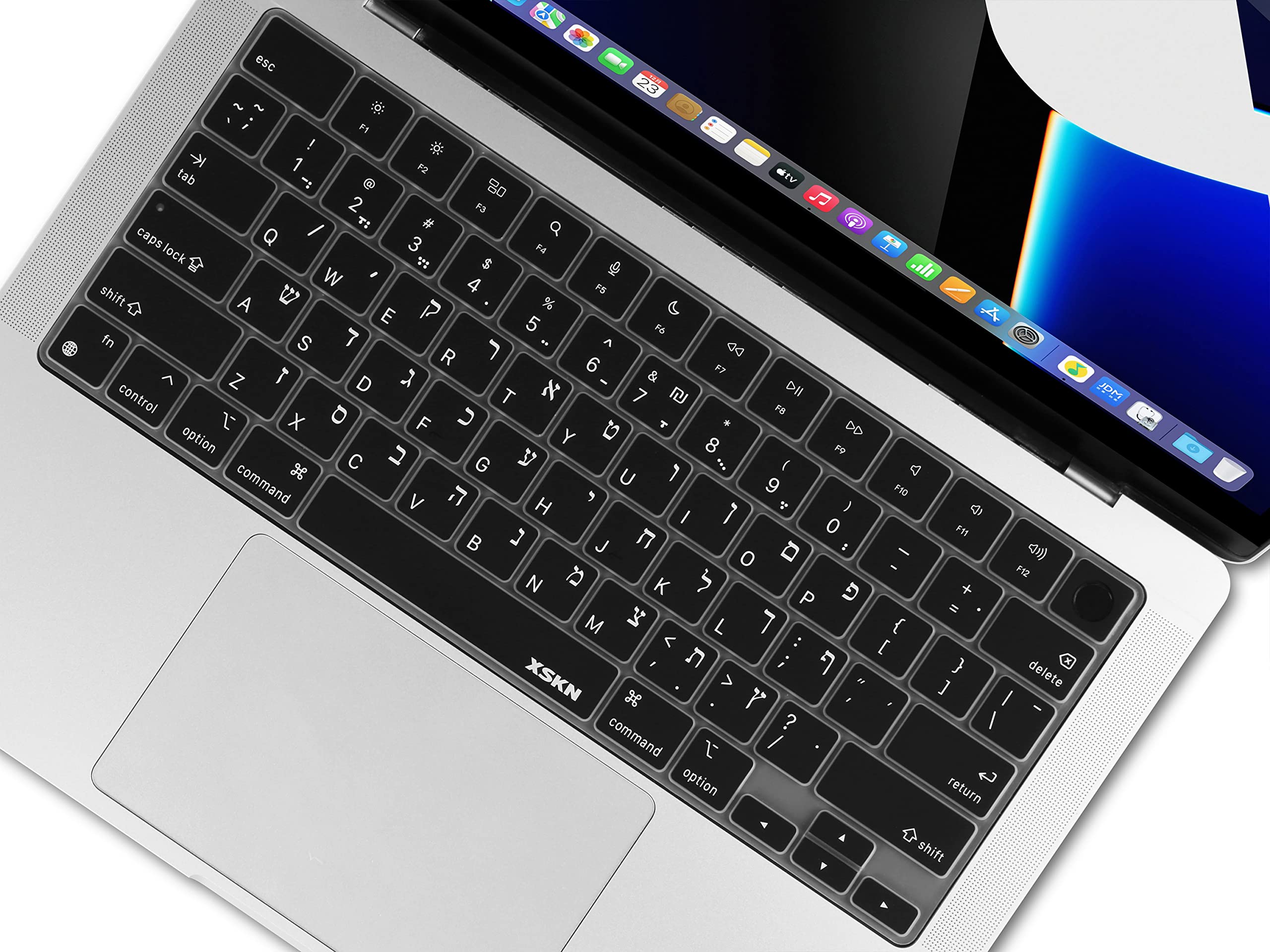 Xskn Hebrew Us Version Silicone Keyboard Cover Skin For 2022 2024 Macbook Pro 14.2'' 16.2'' Macbook Air 13.6'' 15.3'' And Touch