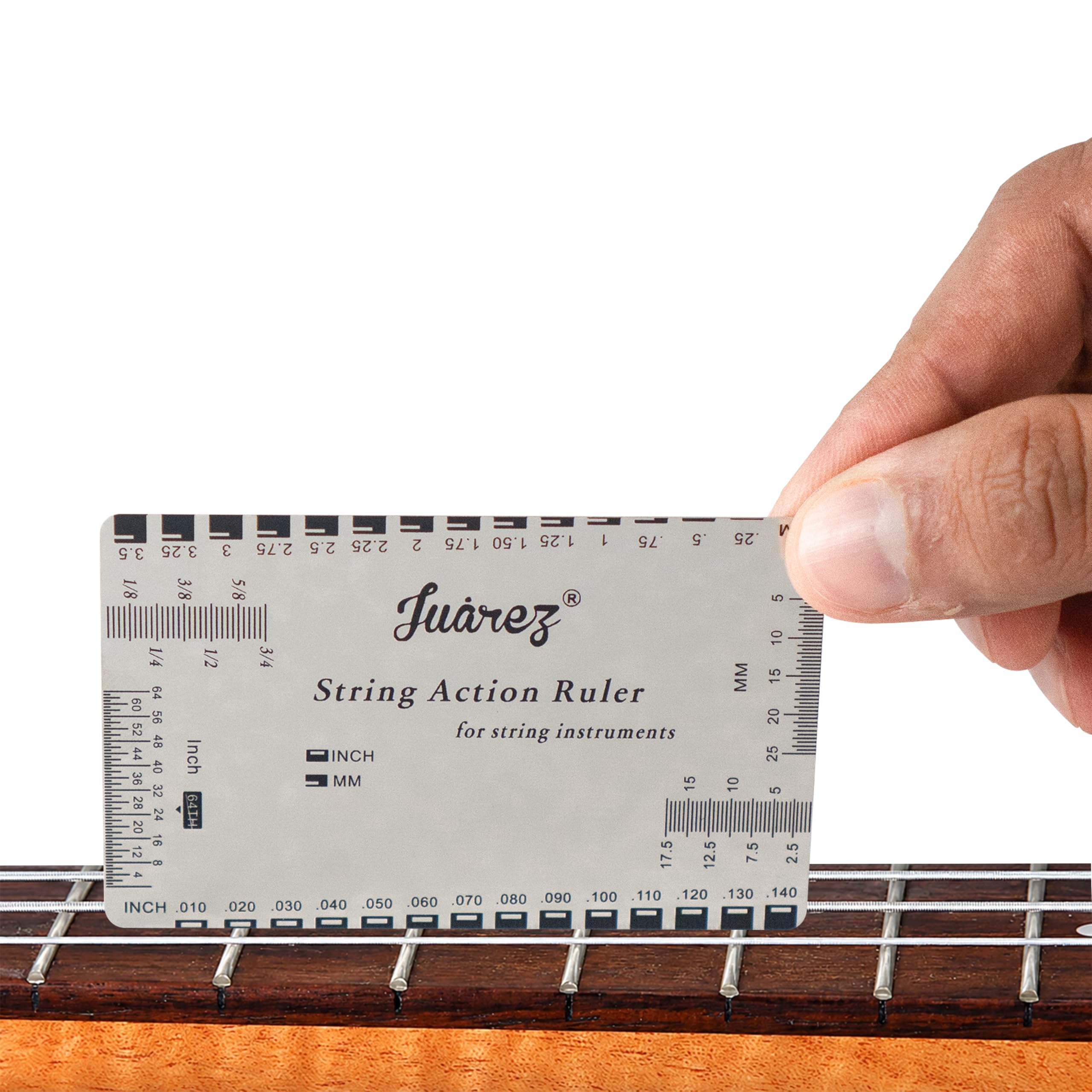 Juarez Jrzactrul1 Stainless Steel String Action Ruler For Guitar Setup, Precision Gauge Tool For String Height, Nut Slot, Fret 