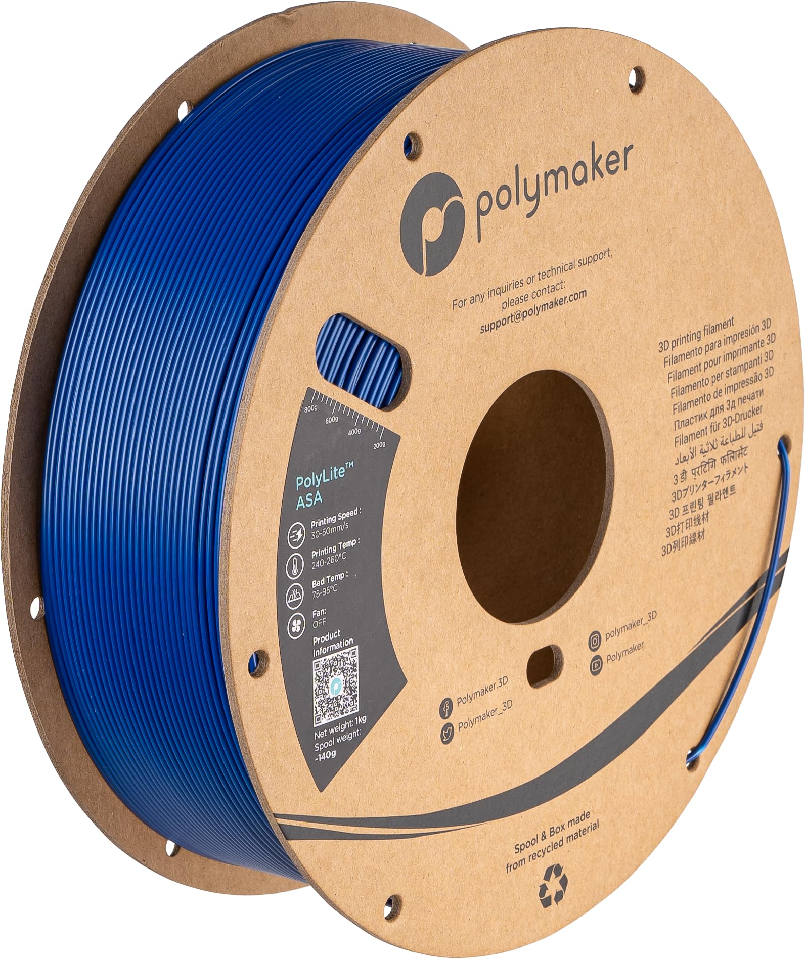 Polymaker Asa Filament 1.75Mm Blue, 1Kg Asa 3D Printer Filament, Heat & Weather Resistant   Asa 3D Filament Perfect For Printing
