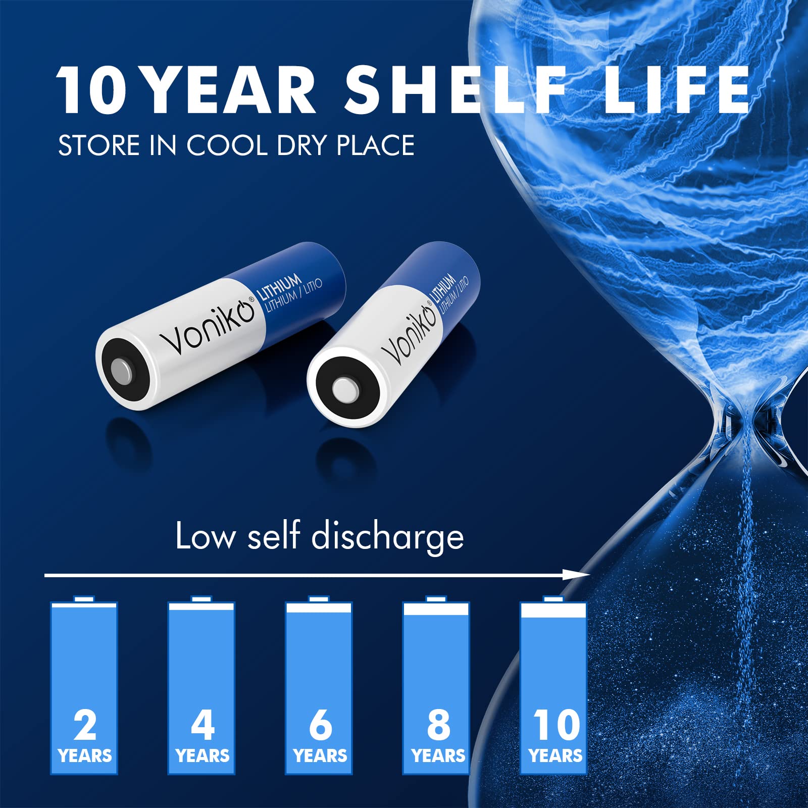Voniko AA Lithium Batteries High Performance Long Lasting Non-Rechargeable 4-Pack