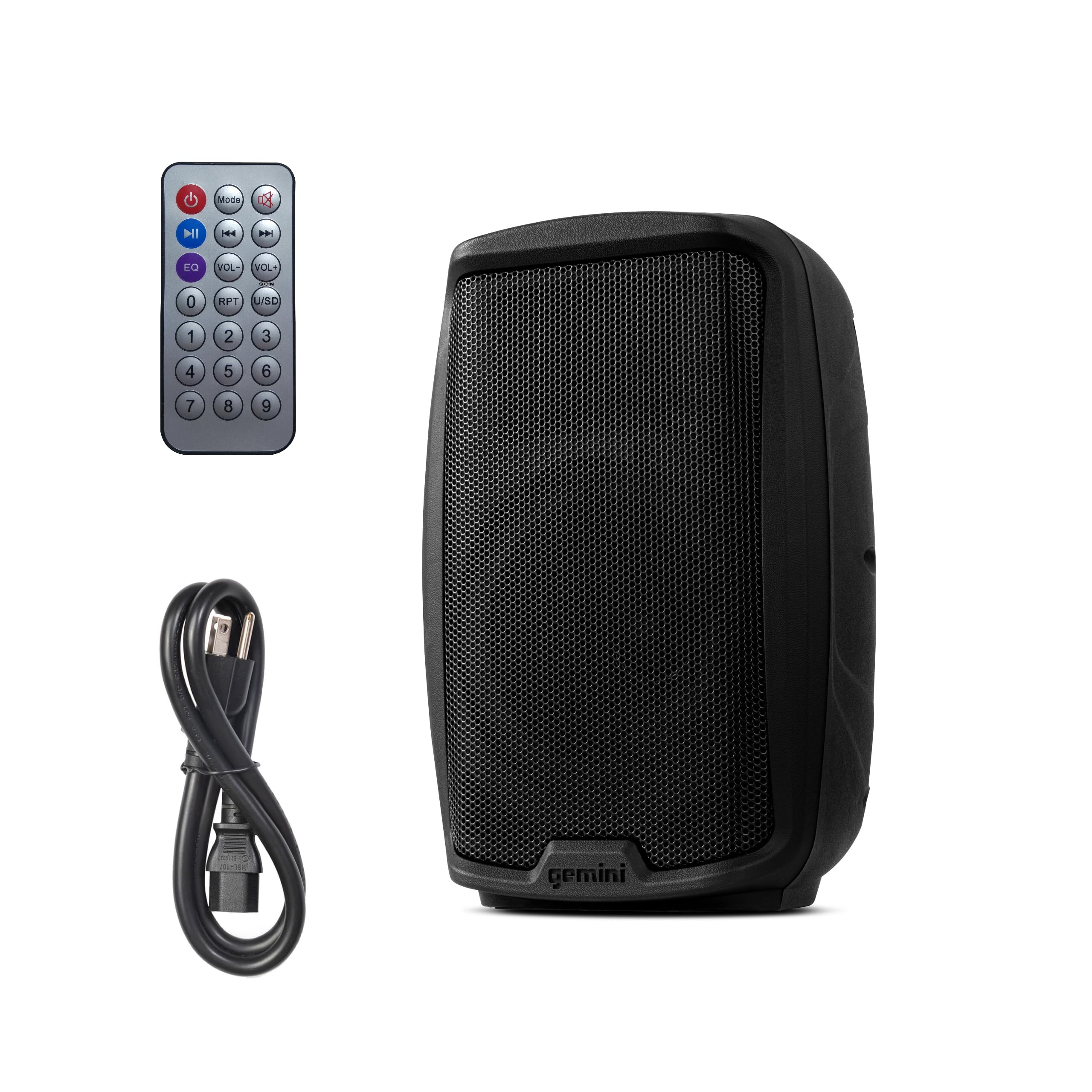 Gemini 8    500W Bluetooth PA Speaker with TWS Link, USB/SD/FM, XLR/RCA/AUX Inputs, Mic & Guitar Channels, Compact Powered DJ Sp
