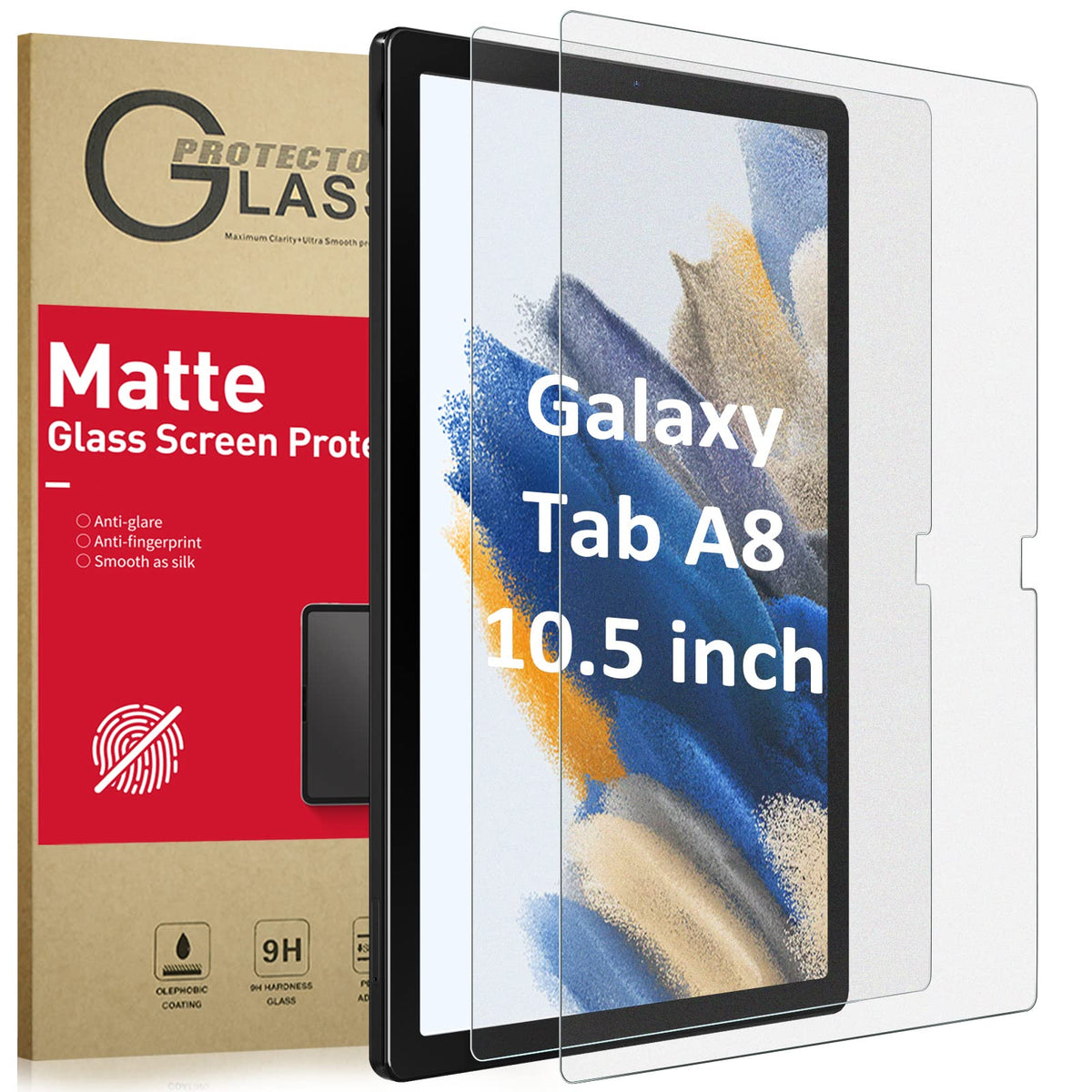 Ambison [2-Pack Matte Glass Screen Protector Compatible With Samsung Galaxy Tab A8 (10.5 Inch 2022 Released), Anti-Glare & Finge