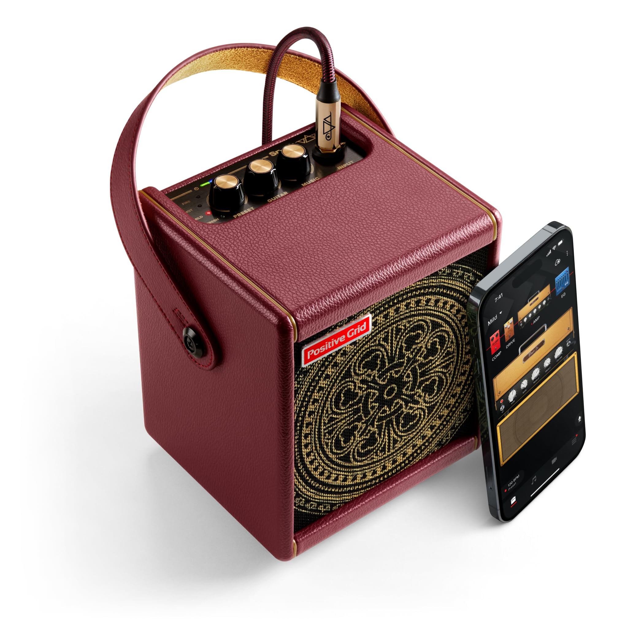 Positive Grid Spark Mini Vai Special Edition 10 Watt Portable Smart Guitar Amp And Bluetooth Speaker   Designed By Steve Vai