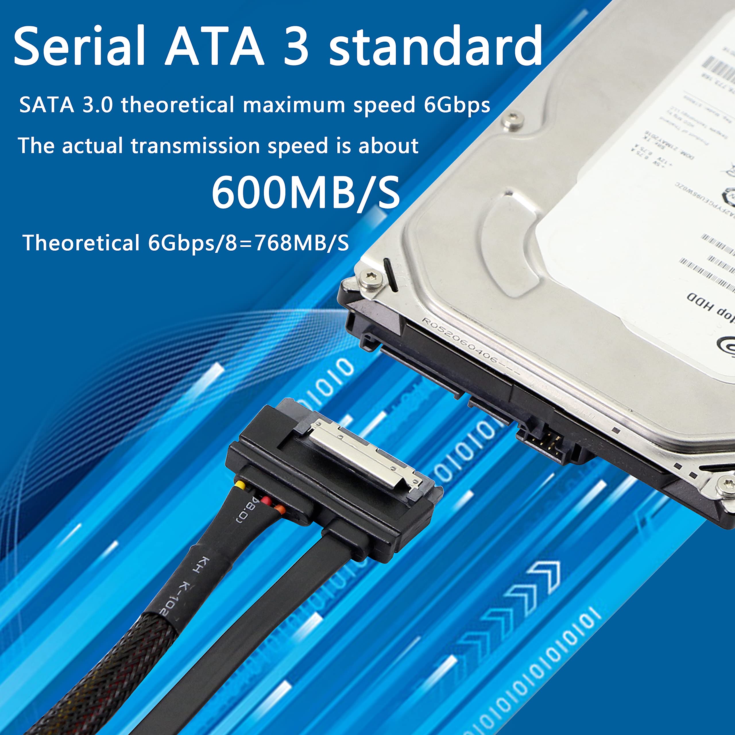 Gelrhonr 22Pin Sata Power Extension Cable,22 Pin?7+15? Sata Male To Female Data And Power Combo Extension Cable With Locking Lat