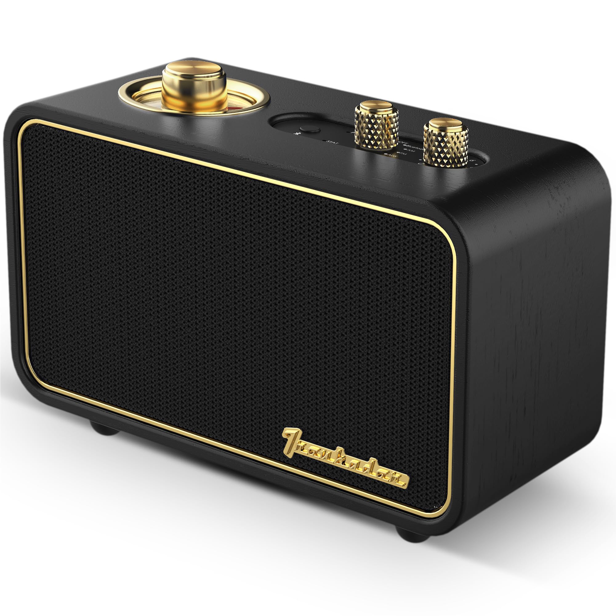 Trenbader Retro Bluetooth Speaker Artlink Stero Wireless Speaker Walnut Wooden Am/Fm Radio Small Vintage Bluetooth Speaker With