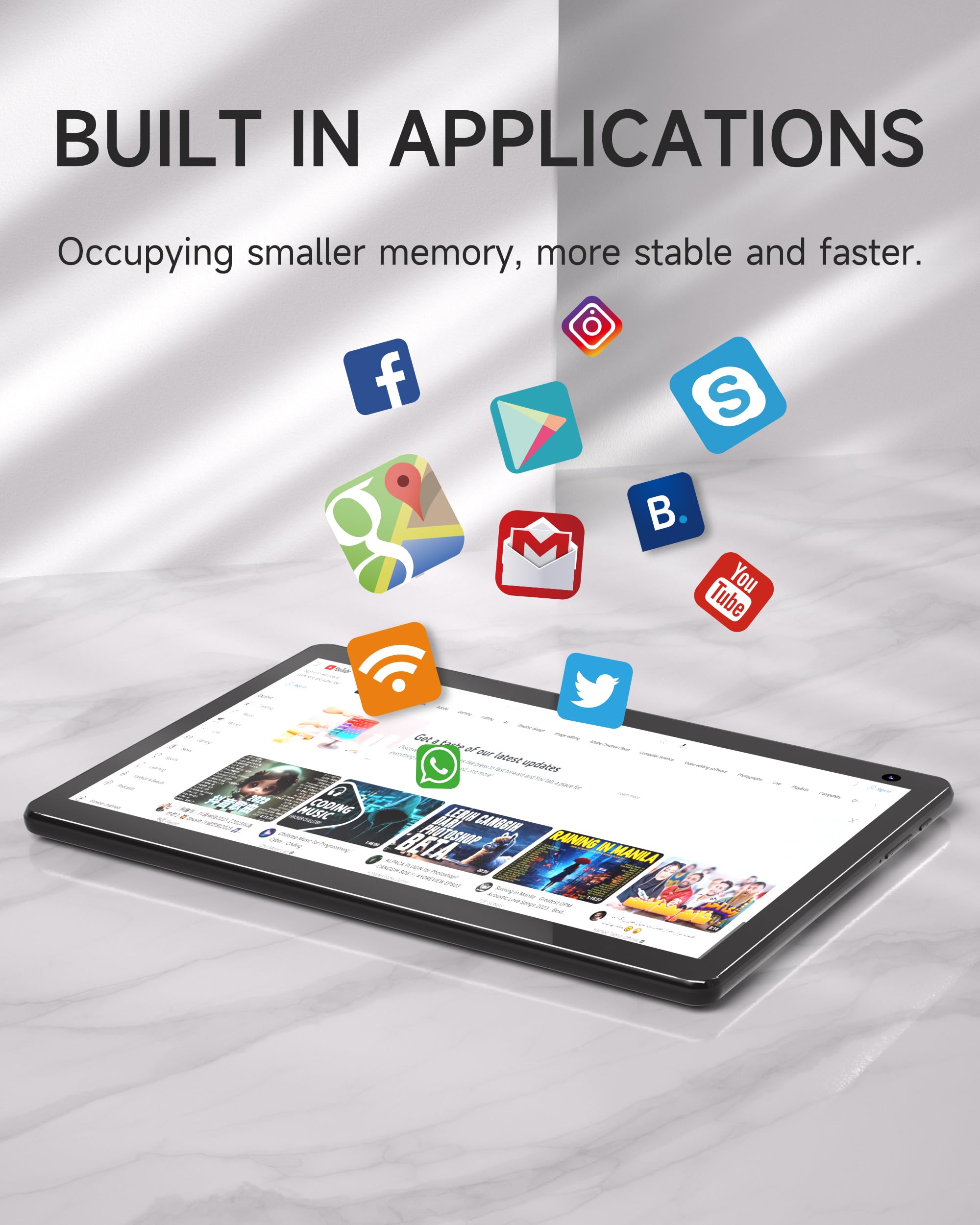 Tablet Android 12, Tablets 10 Inch, 4Gb Ram 32Gb Rom Computer Tablet Support 512Gb Expand, 1280X800 Ips Screen, 2Mp+8Mp Dual Cam