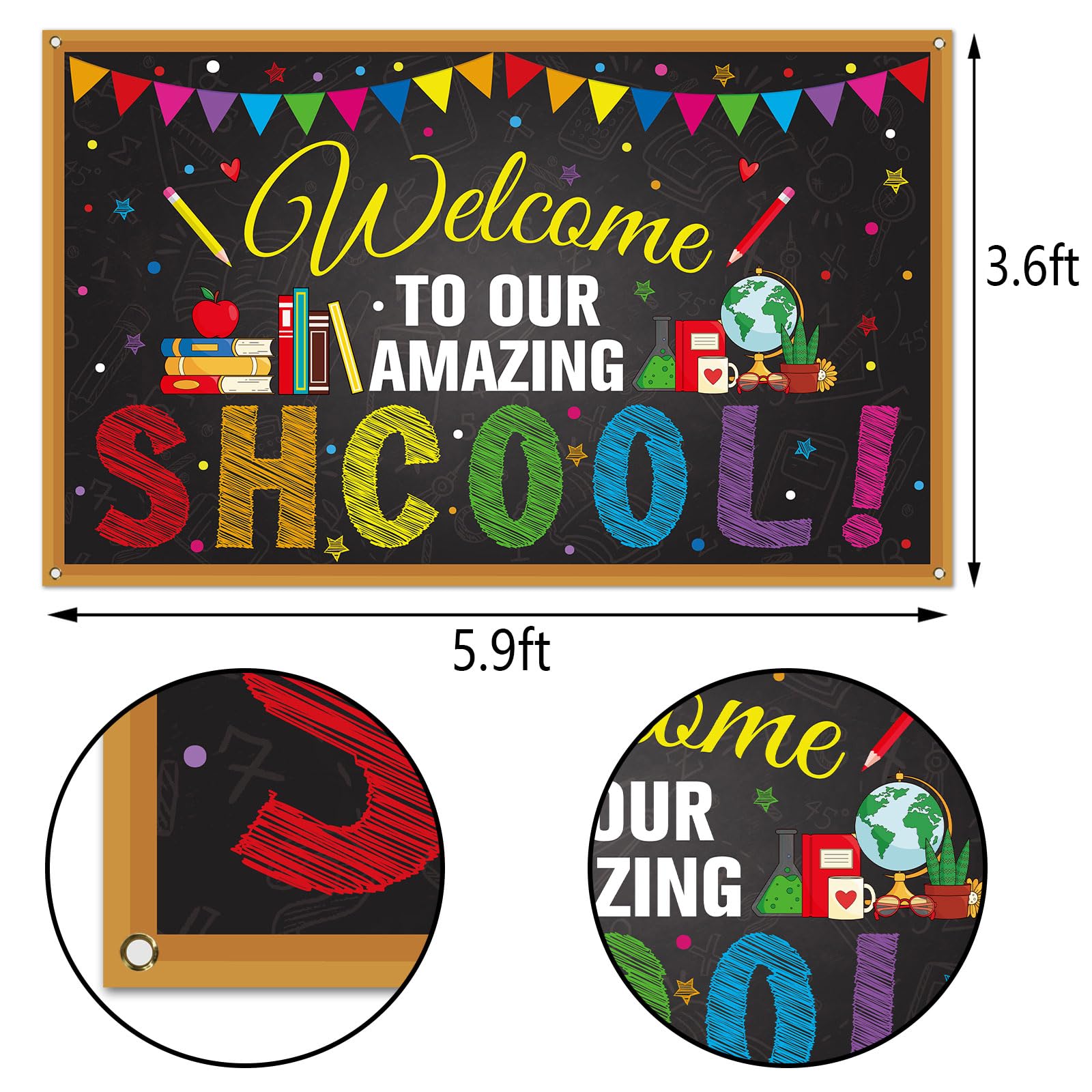 Vohado Welcome Back To School Photo Booth Backdrop September Party Decor School Classroom Photography Background Wall Decor Bann