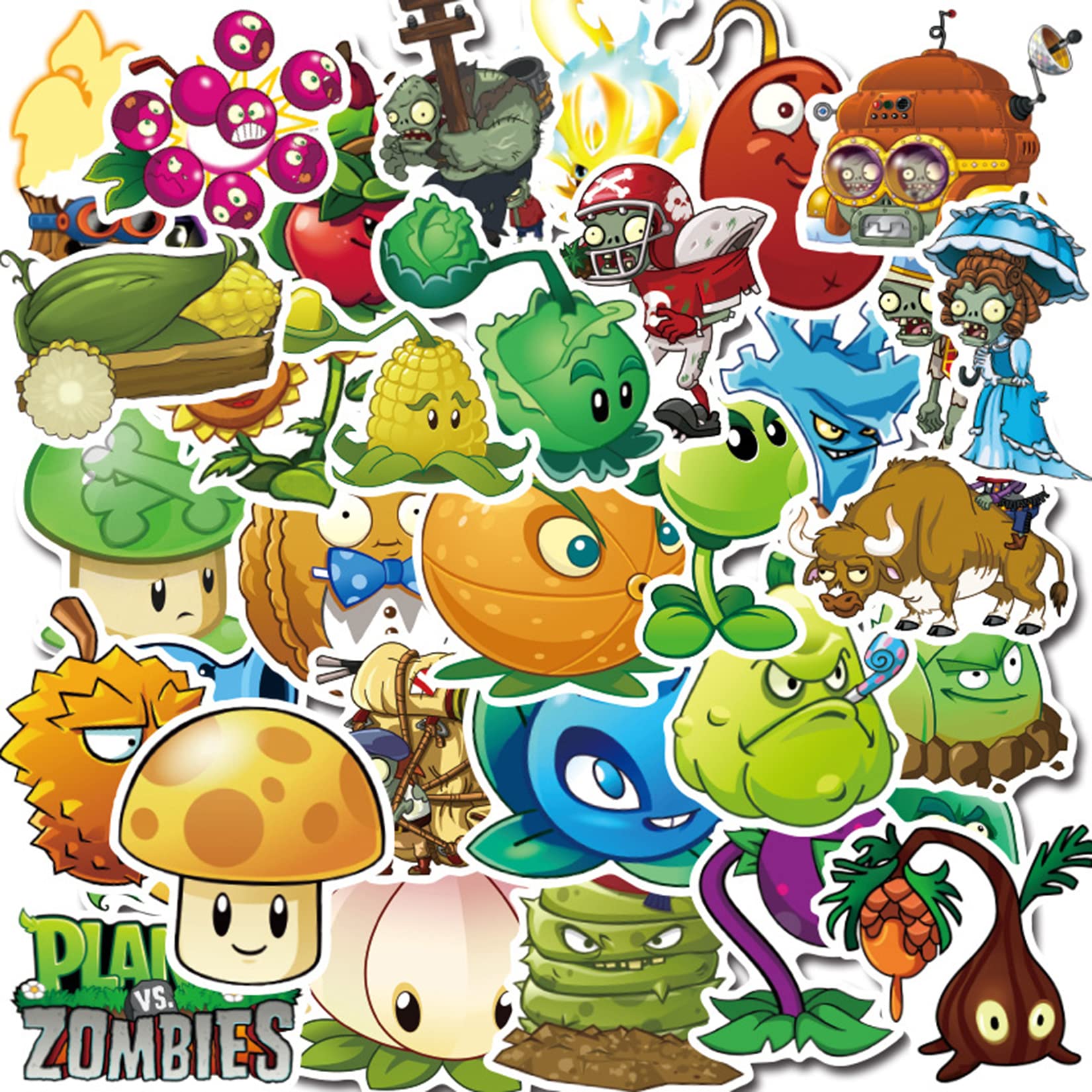 Ltzstone 100Pcs Plants Vs. Zombies Stickers Decals For Laptops Water Bottles Toys And Gifts For Kids Teens Girls Perfect For Lap