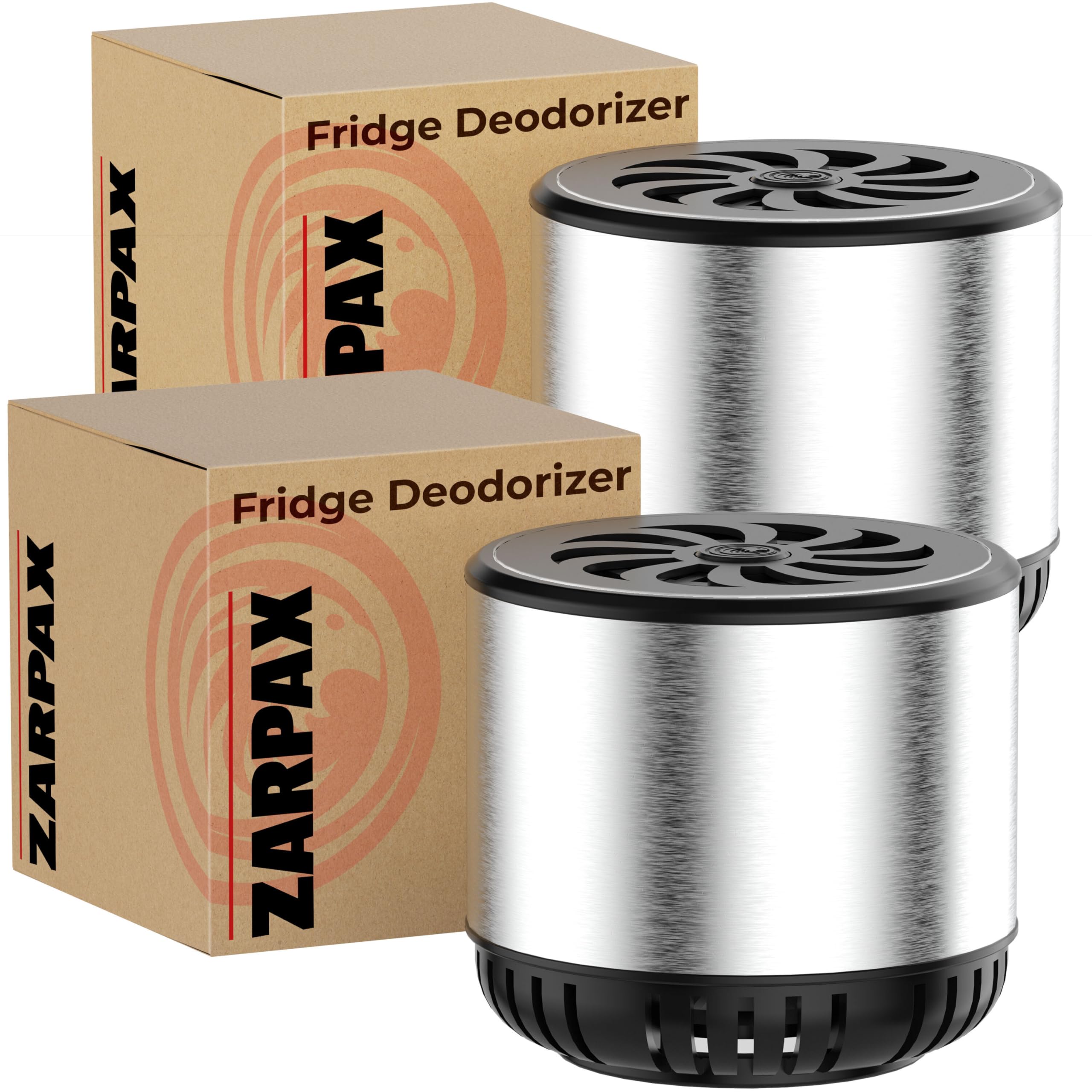 Zarpax Refrigerator Deodorizer   Double Pack   Fridge Smell Eliminator Lasts For 10 Years  18Ft3 Capacity Strong Fridge Odor Abs