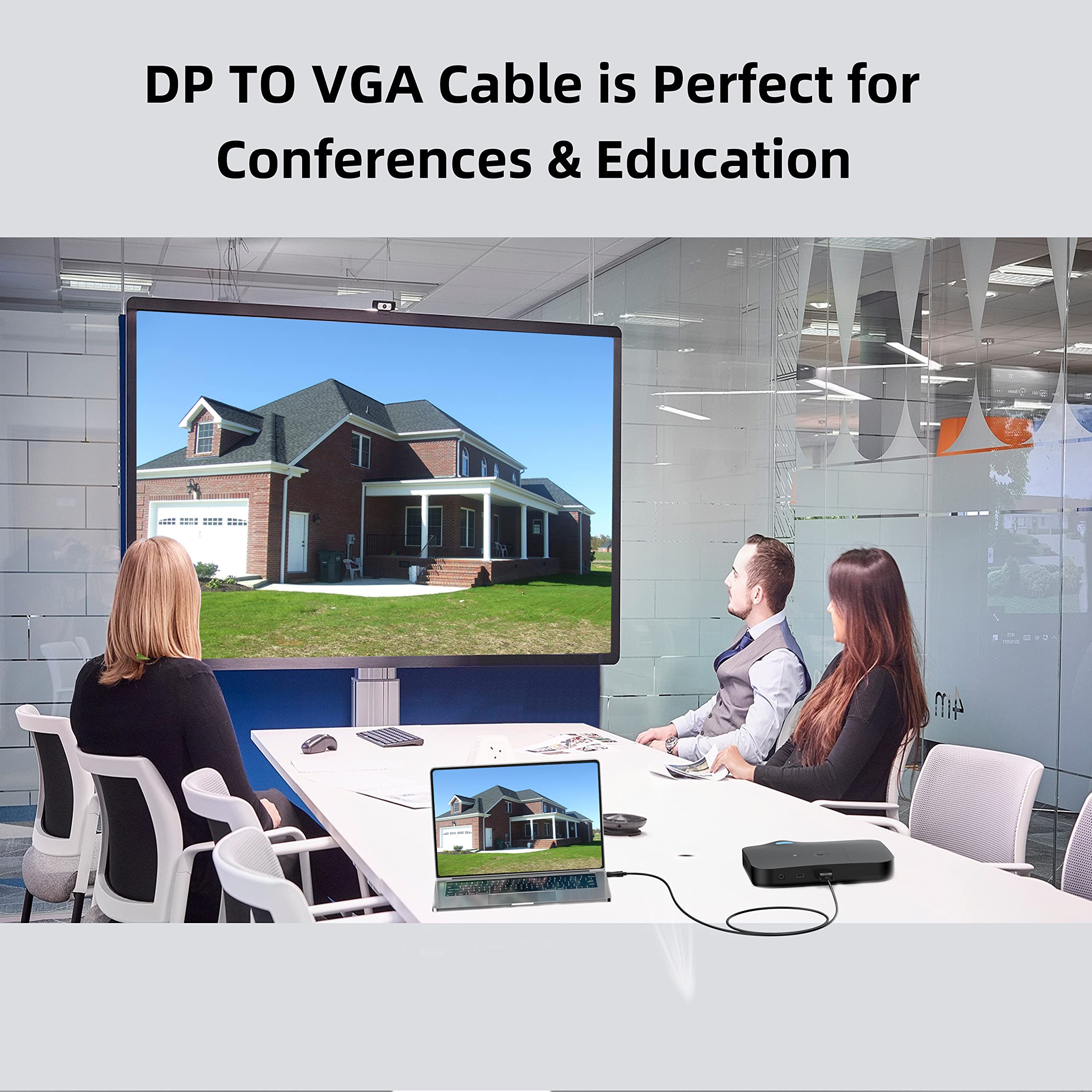 Displayport To Vga Cable 6 Ft, 20 Pack Display Port Dp To Vga Adapter Cord Male To Male Hd Video 1080P For Computer, Monitor, Tv