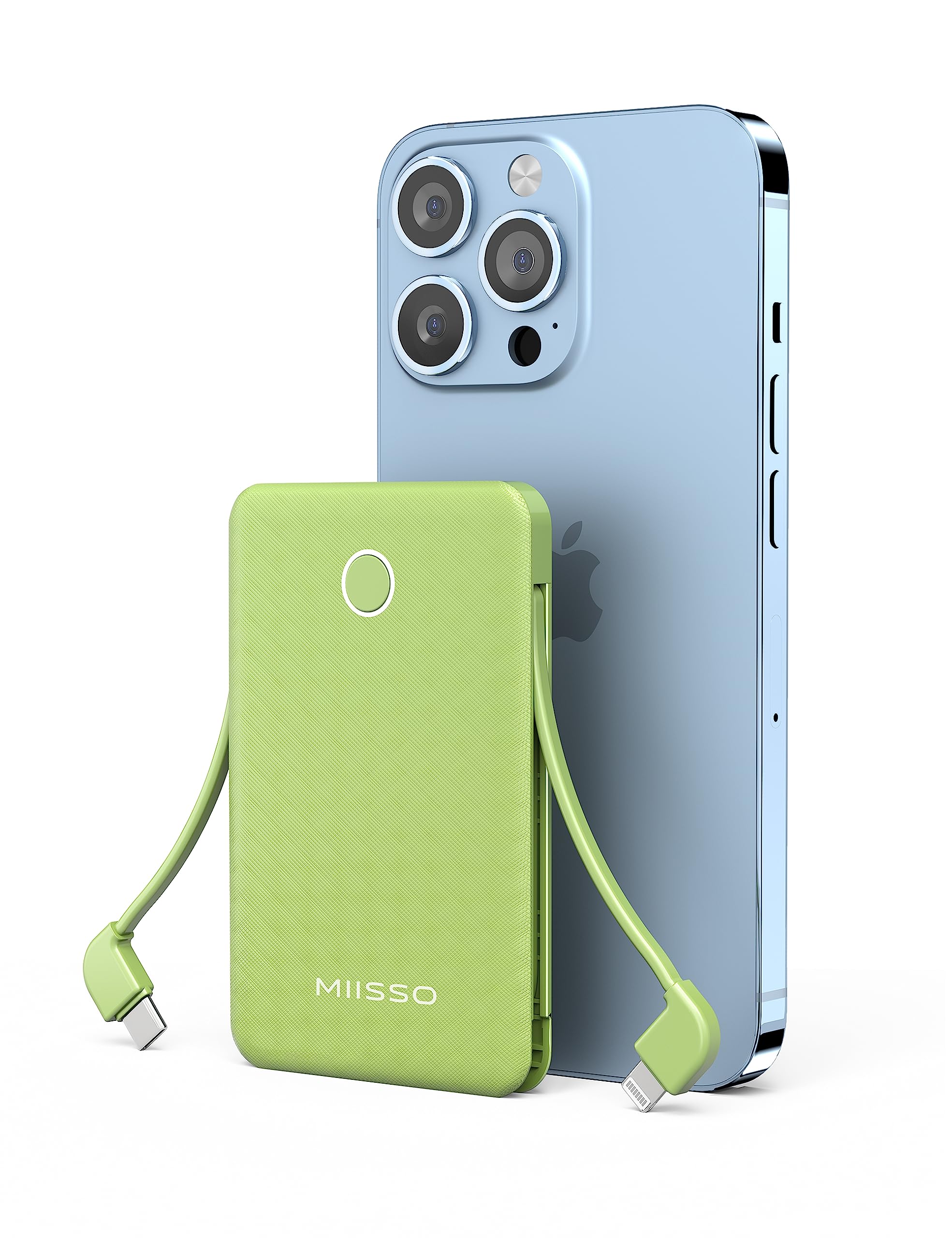 6000Mah Ultra Slim Built In Cables Power Bank, Card Size Built In Usb C Cords Battery Pack Portable Charger For Phones, 3 Output