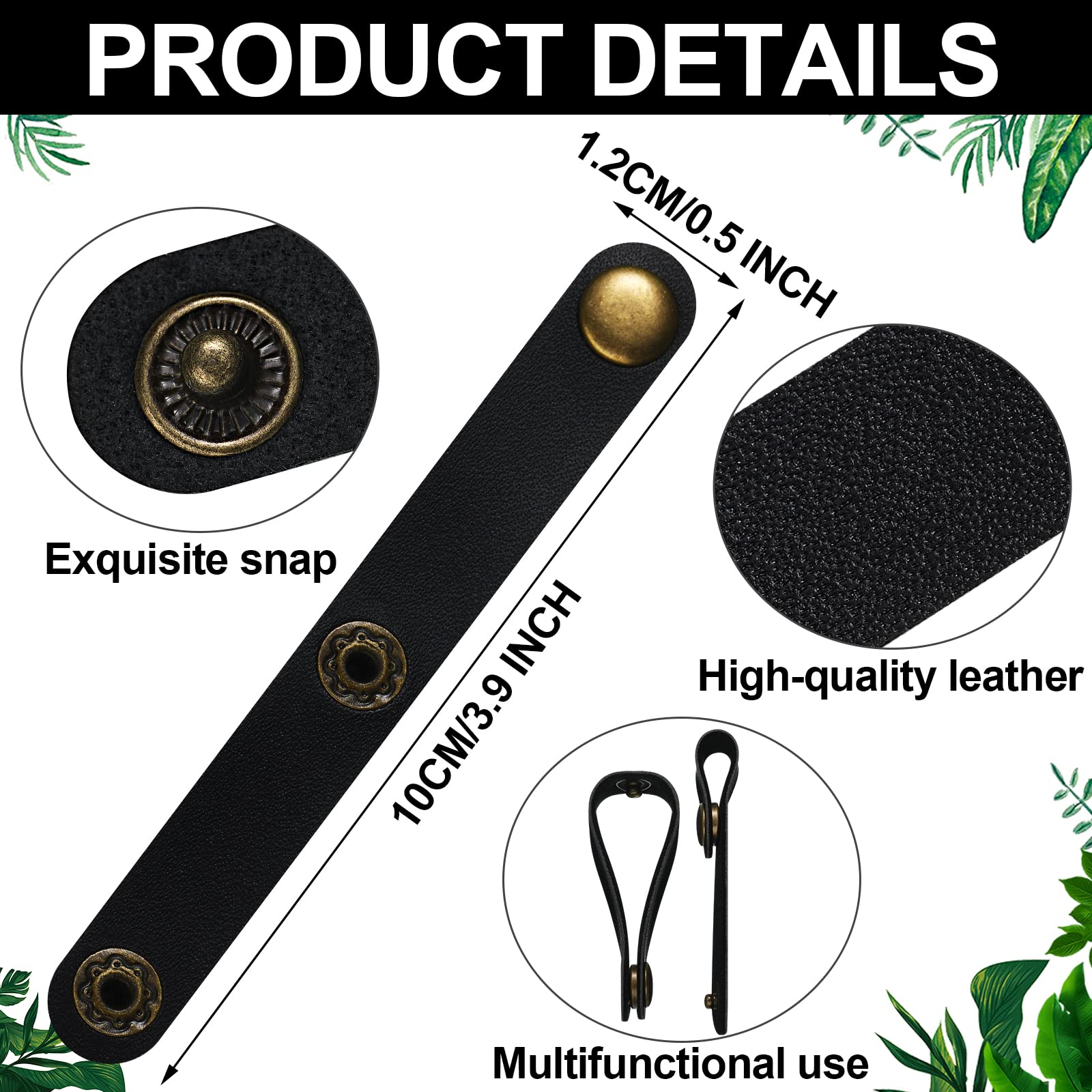 24 Pieces Leather Cable Straps Leather Cord Organizers 2 In 1 Portable Leather Cord Strap Cord Keeper Cable Ties Organizing Usb