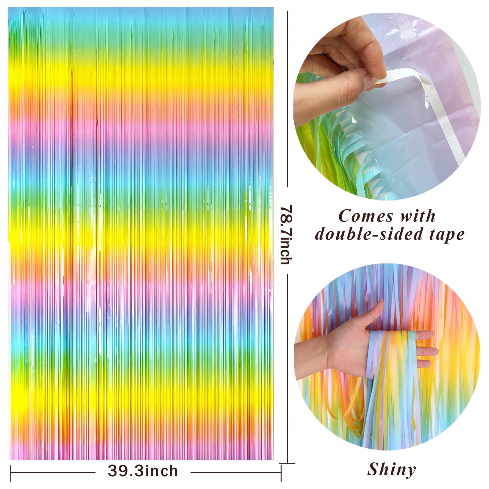 Pastel Rainbow Foil Fringe Curtain Streamers Party Backdrop Foil Fringe Backdrop Curtains Tinsel Streamers For Birthday Party De