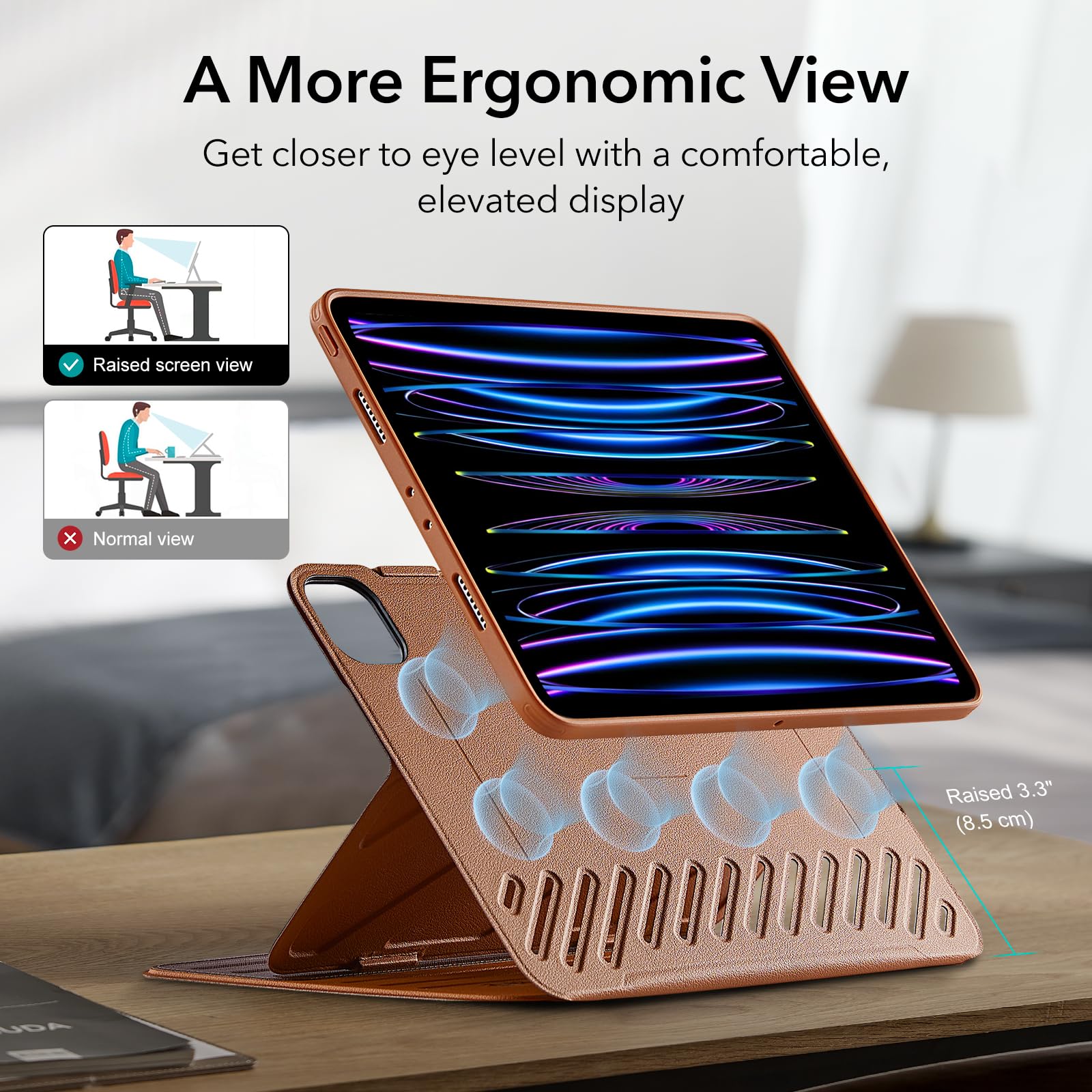 ESR iPad Pro 11 Case (2018-2022) - Brown, Removable Magnetic Cover, Adjustable Stand, 9 Angles, 4th/3rd/2nd