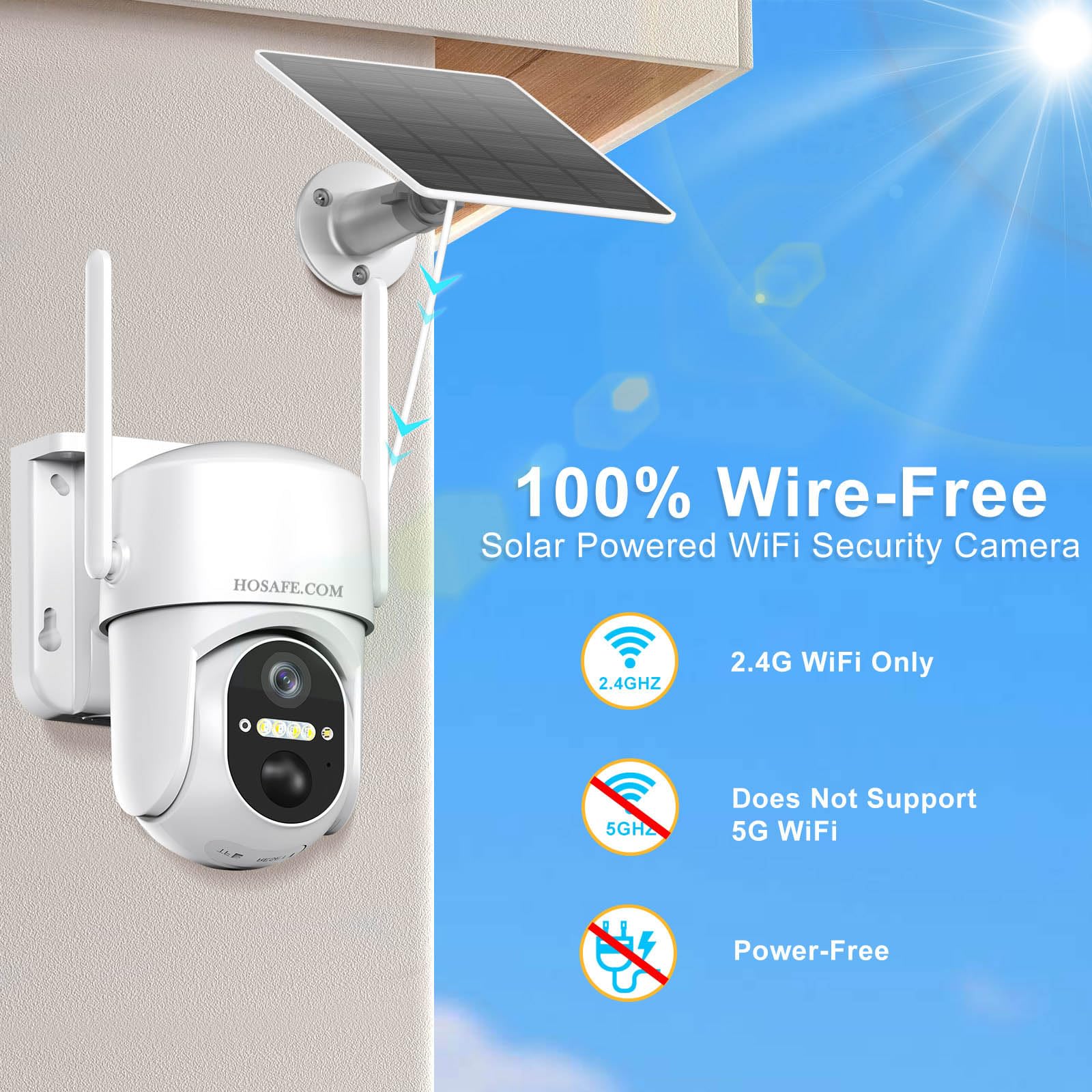 Wifi Security Cameras Wireless Outdoor, Solar Battery Powered 360 Ptz Cameras For Home Security, 2K Hd Color Night Vision, 2 Way