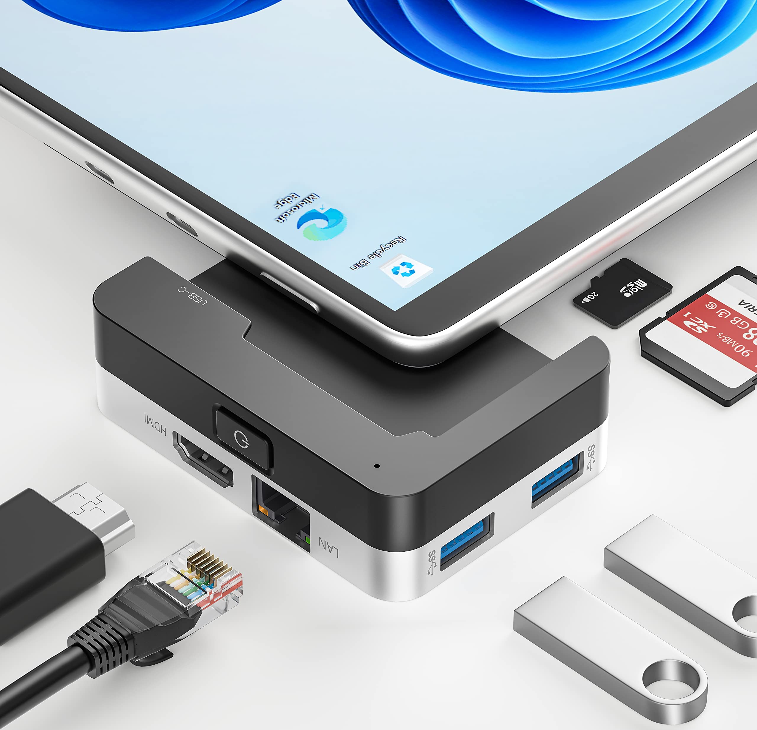 Byeasy Surface Pro 8 Docking Station, 6 In 1 Microsoft Surface Pro 8 Usb C Hub With 4K Hdmi, 1000M Ethernet Lan, Sd/Tf Card Reader, 2 Usb 3.0   Specifically Designed Expansion Hub For Surface Pro 8