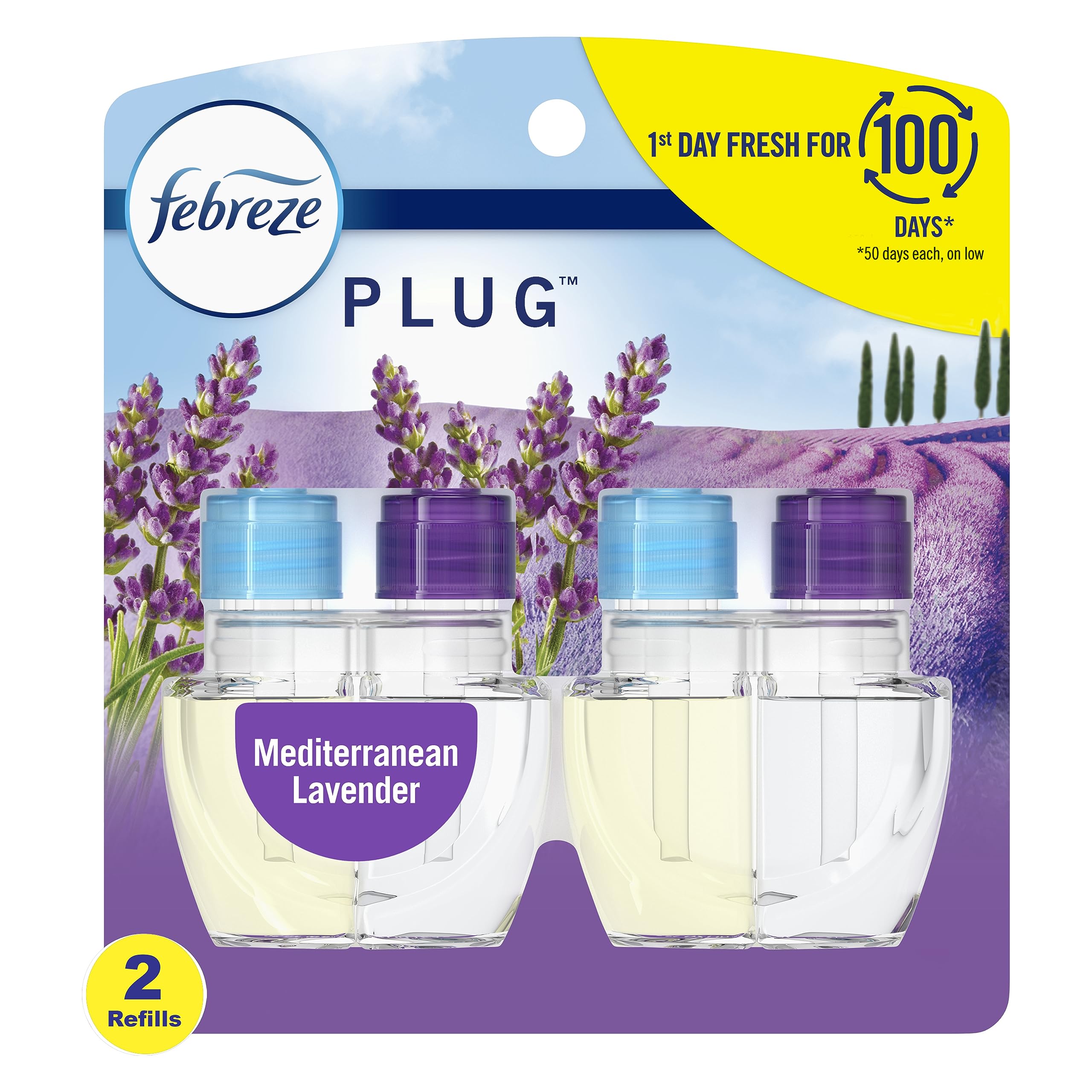 Febreze Fade Defy Plug Air Freshener Refill, Mediterranean Lavender