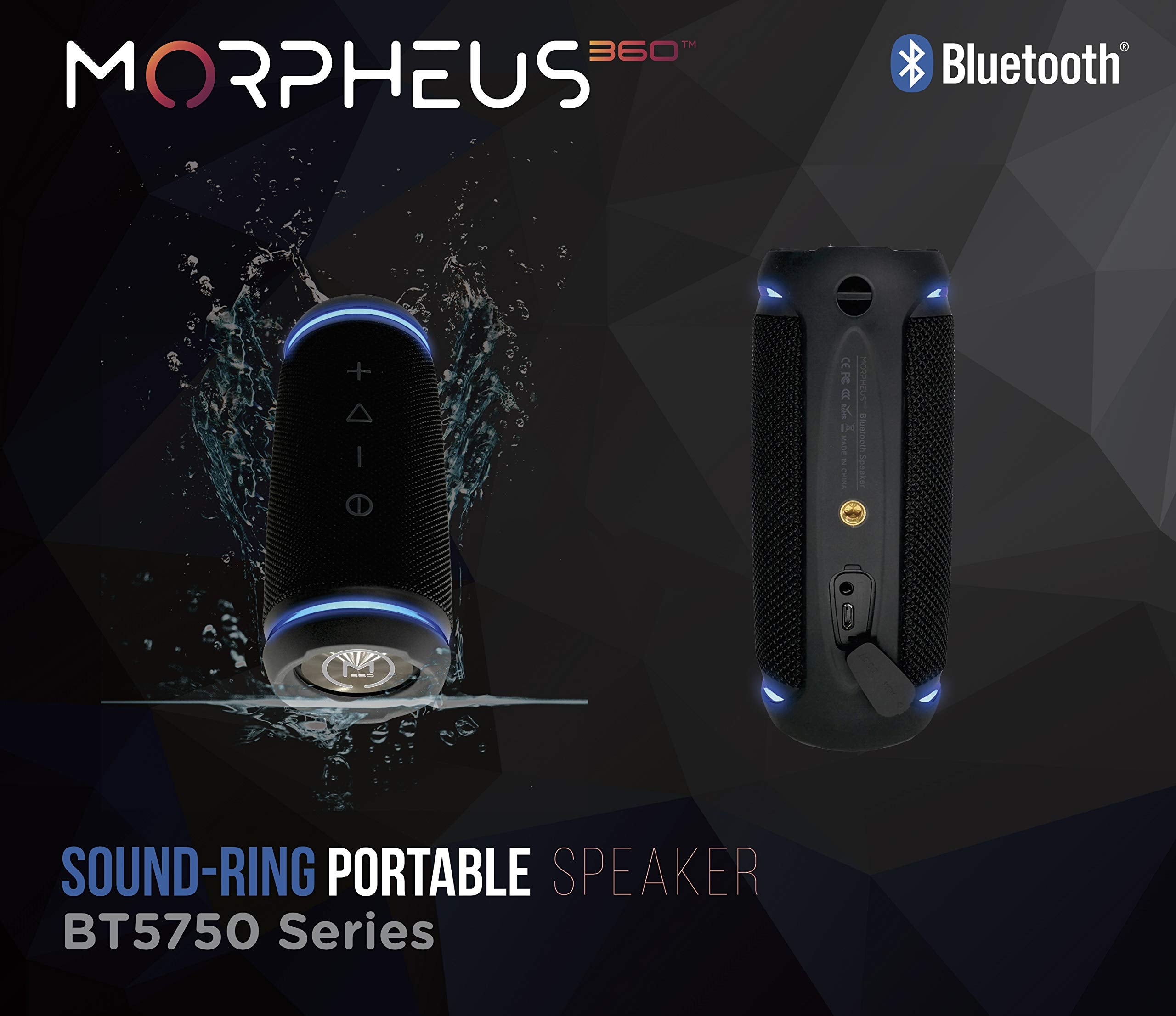 Morpheus 360 Sound Ring Wireless Portable Speakers   Waterproof Bluetooth Speaker   12W Loud (Black)