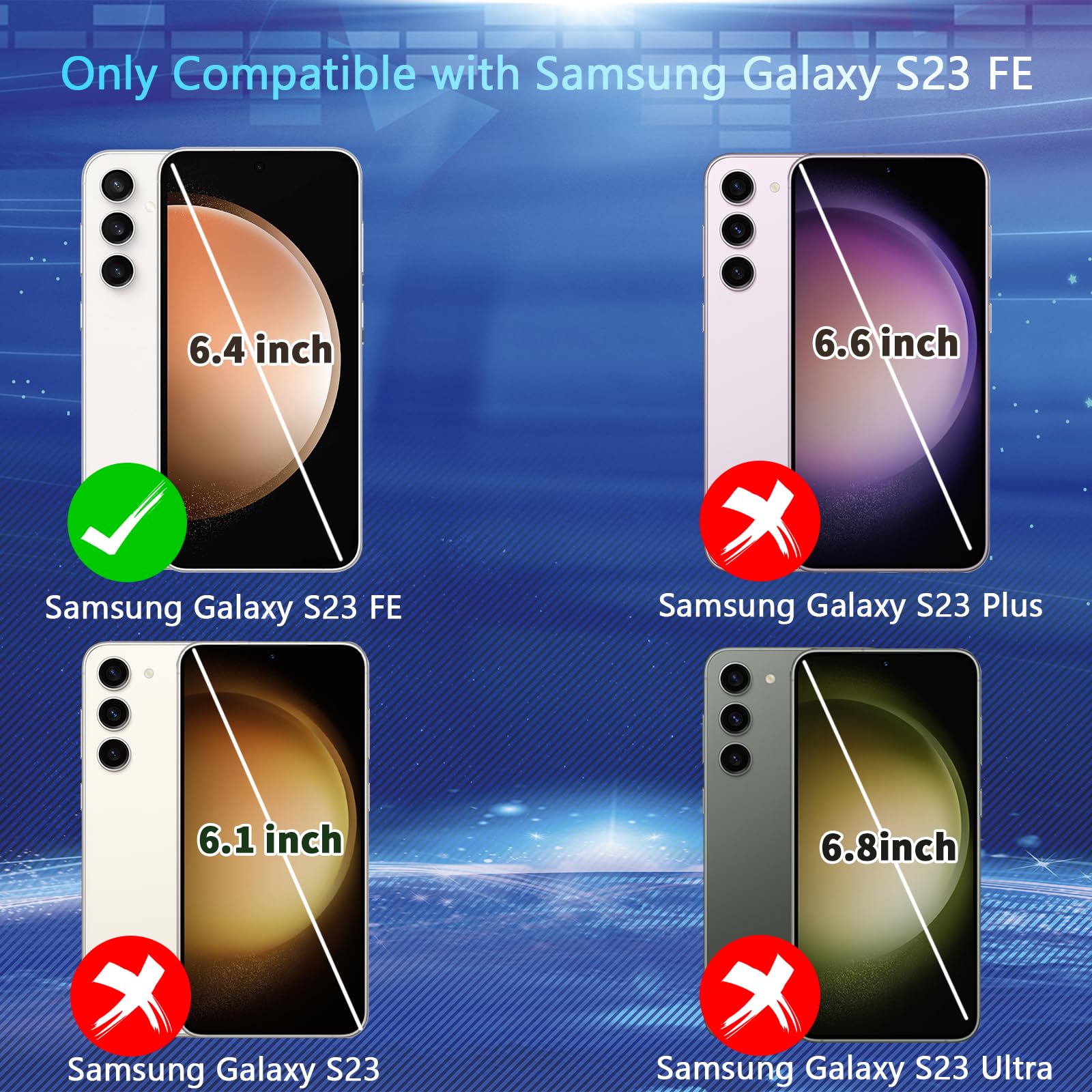 Cwqzguf Galaxy S23 Fe Screen Protector [4+4 Pack] Camera Lens Protector, Fingerprint Unlock Support, Hd Tempered Glass, Touch Se