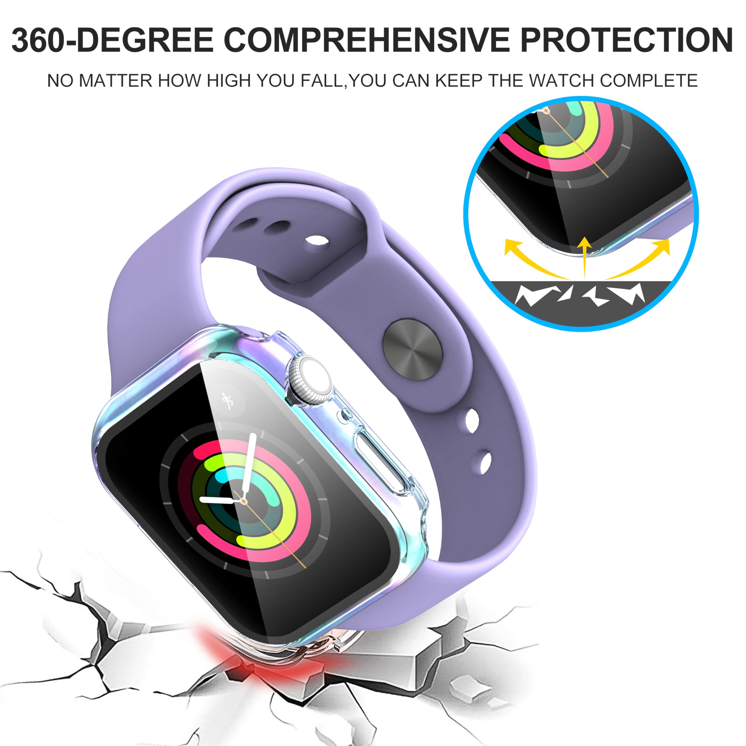 Diruite 2 Pack For Apple Watch Series 8/7/6/5/4/3/2/1 38Mm All Around Screen Protector Case, Tempered Glass Screen Protector Cas