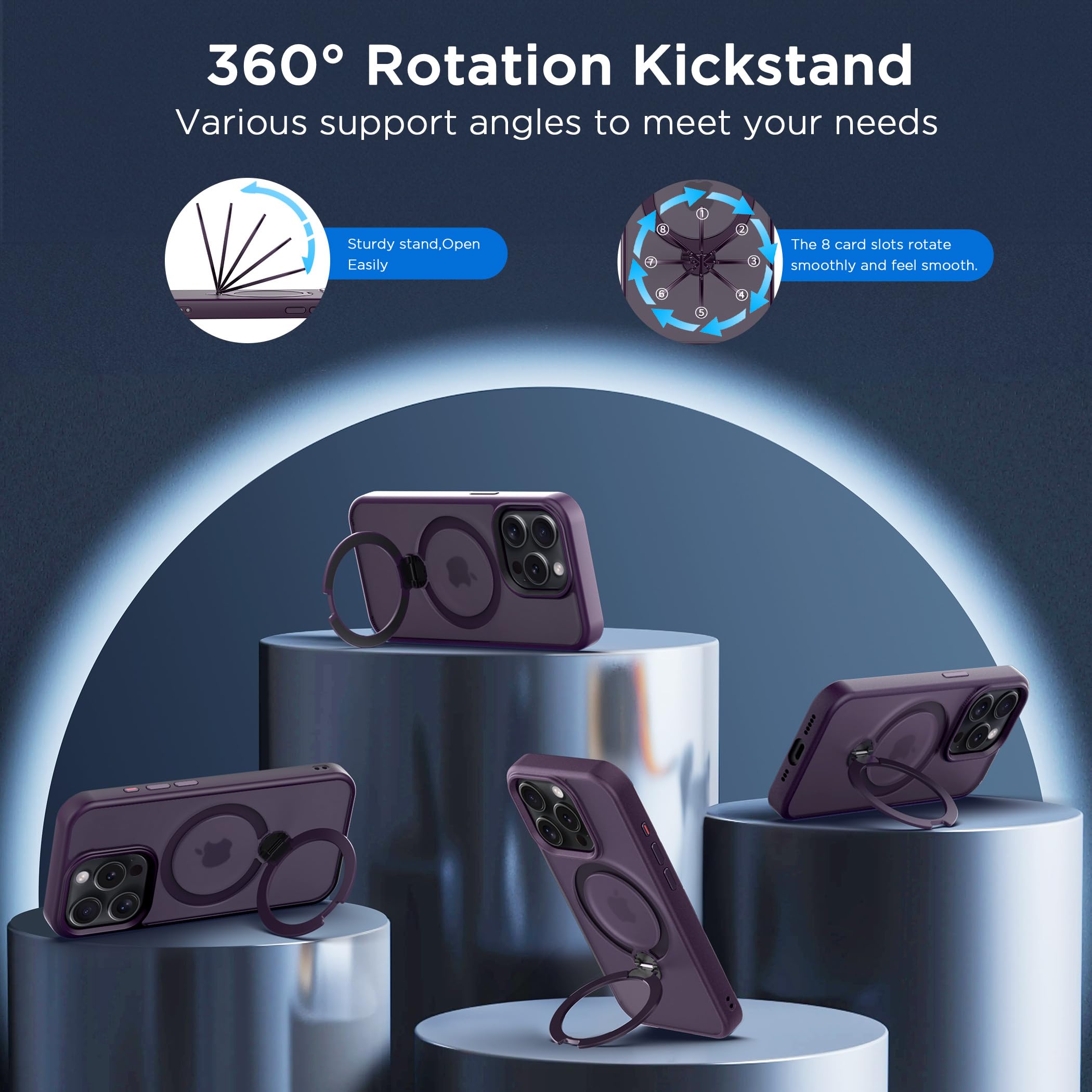 Cacoe Magnetic Case For Iphone 14 Pro Max 6.7 Inch With 360 Rotatable Ring Stand, Compatible With Magsafe Car Phone Mount, Cases