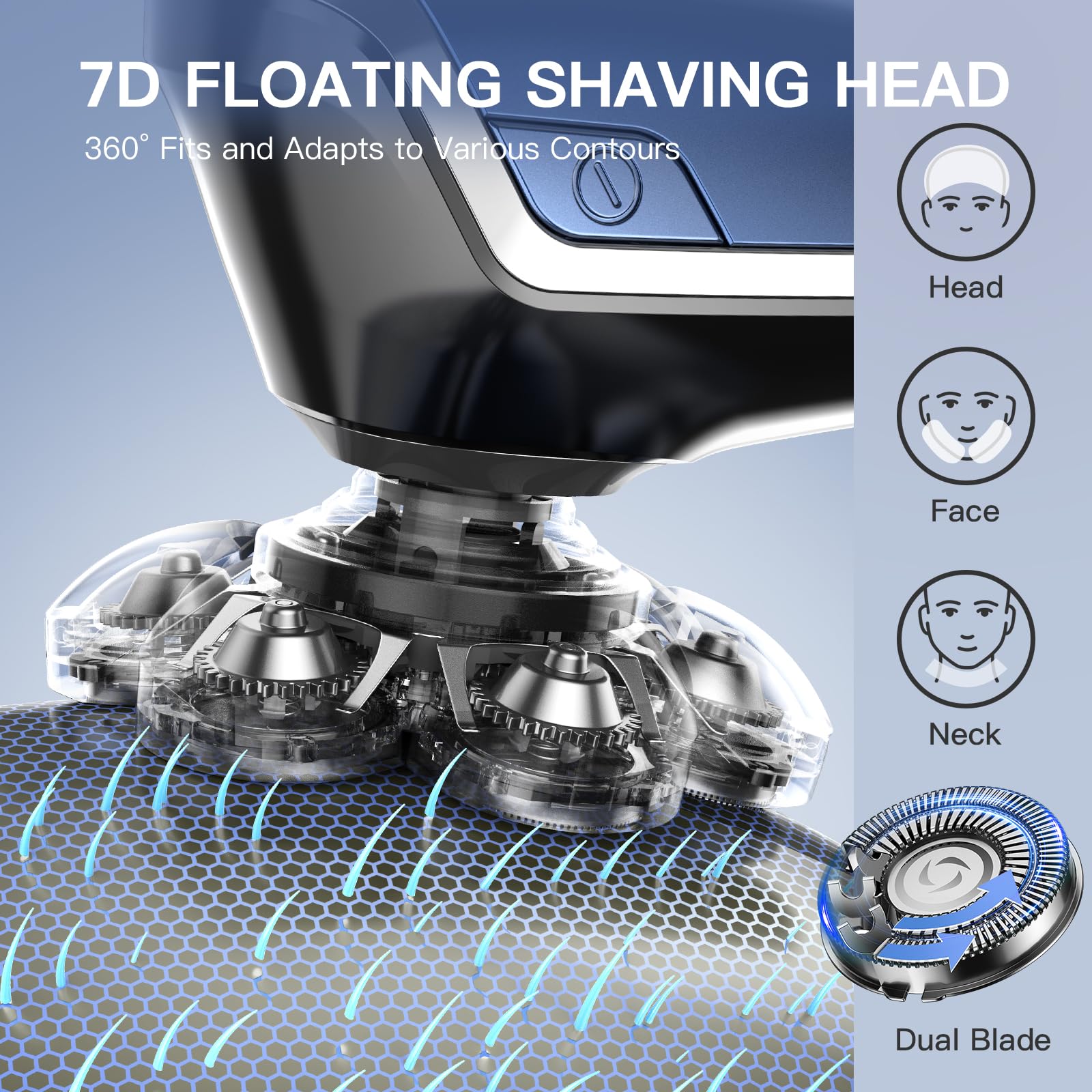 Head Shavers For Bald Men, Uythumidid 7D Wet/Dry Waterproof Head Shaver, Usb &Type C Rechargeable 7 In 1 Electric Razor Grooming