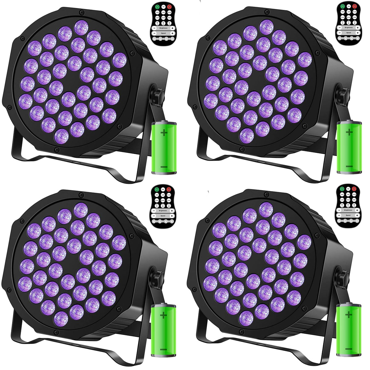 Uking Rechargeable Black Lights For Glow Party Halloween Battery Powered Portable Black Light Dmx Control 36 Led Uv Wireless Up