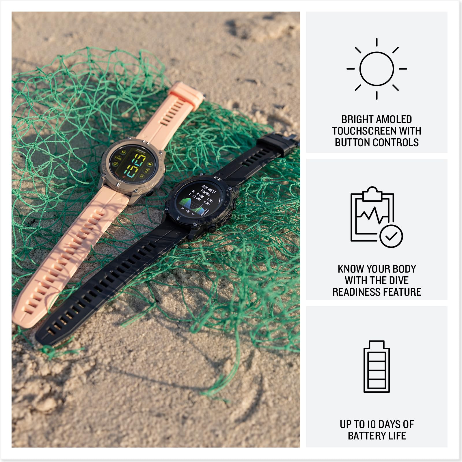 Garmin Descent G2, Watch-Style Dive Computer, Bright Amoled Display, Multiple Dive Modes, Health And Wellness Features, Paloma W