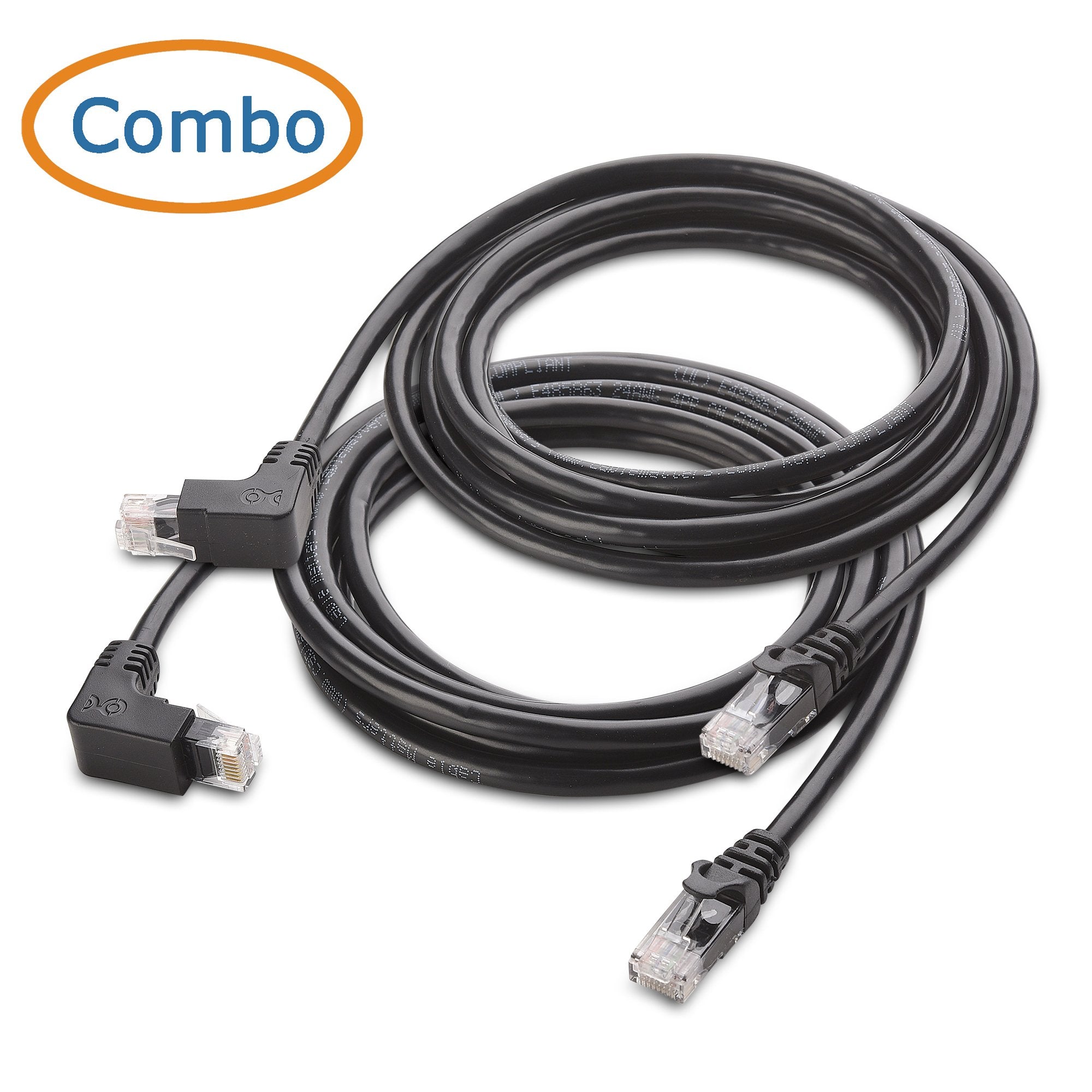 Cable Matters 10Gbps Combo Pack 90 Degree Cat 6, Cat6 Right Angle Ethernet Cable 7 ft (Right Angle Down + Right Angle Up)