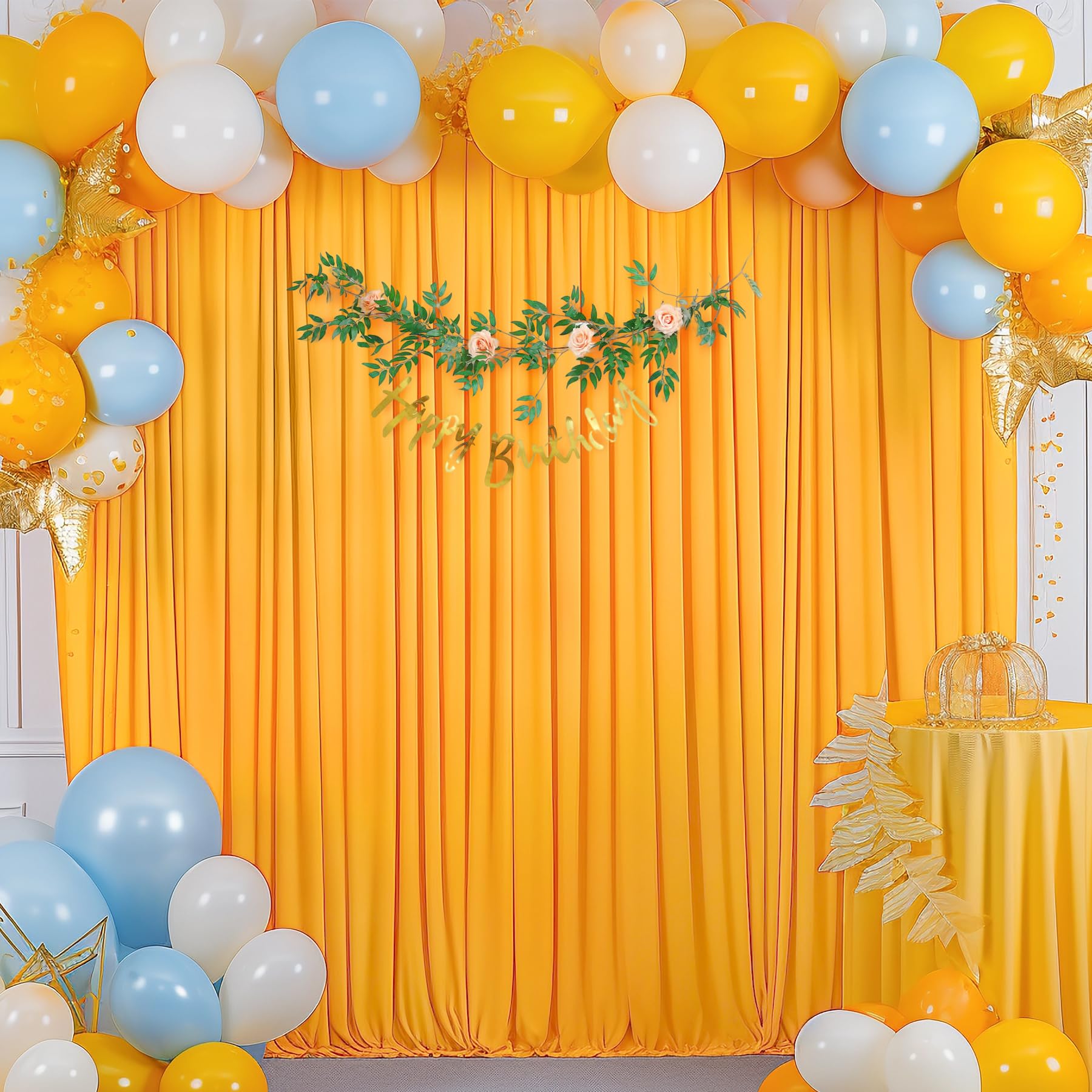 Marigold Backdrop Curtain For Parties Wrinkle Free Orange Photo Curtains Backdrop Drapes Fabric Decoration For Wedding Birthday