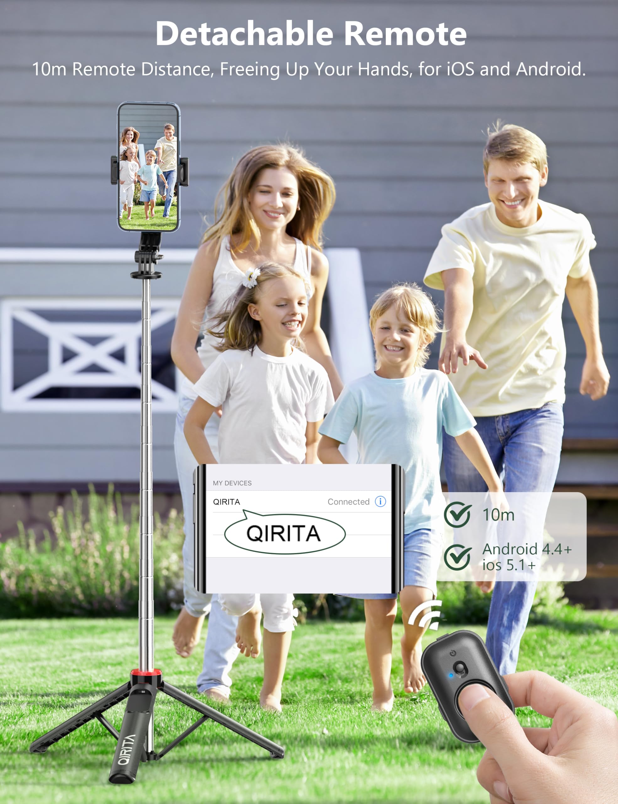 52 Selfie Stick Tripod With Remote, 3 In 1 Portable Phone Tripod Stand With Holder, Group Selfies/Live Streaming/Video Recording