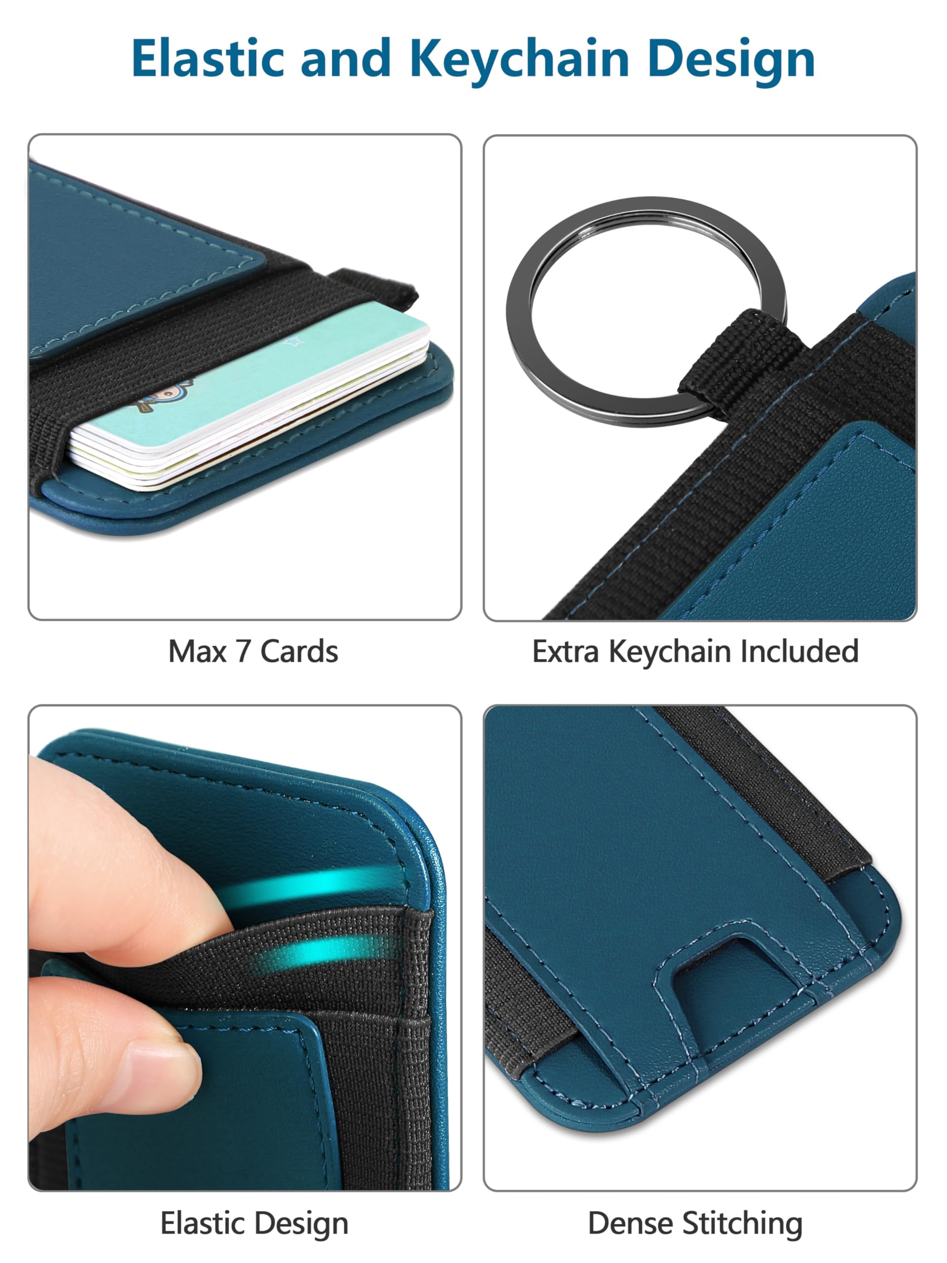 Extrelife Magsafe Wallet For Iphone 15/14/13/12 Series, Blue, Vegan Leather, Hold 7 Cards, Magnetic