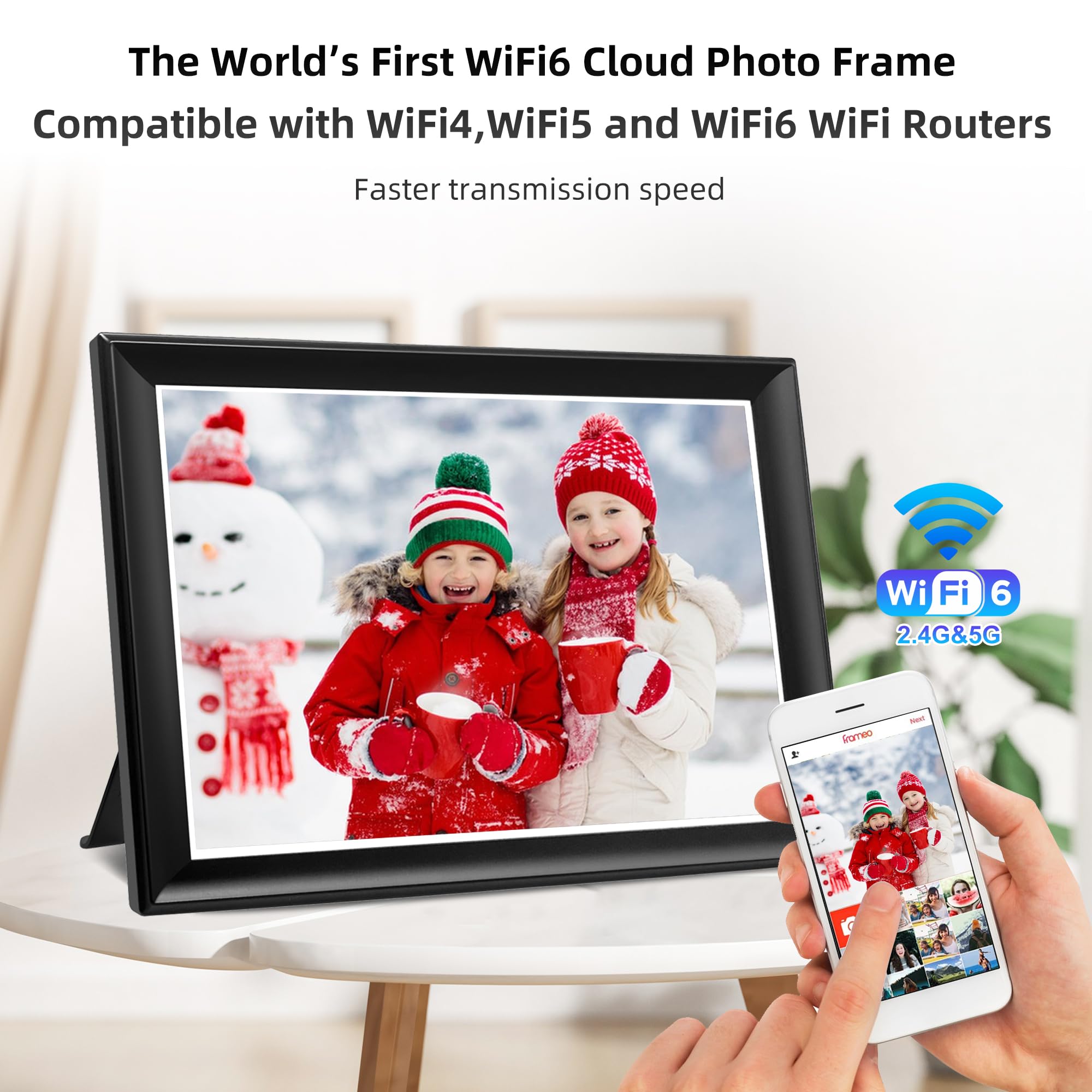 2K 64Gb 11Inch Digital Picture Frame Wifi6&5G Digital Photo Frame 1920X1280 Fhd Ips Touch Screen 100% Srgb,Share Photos & Videos
