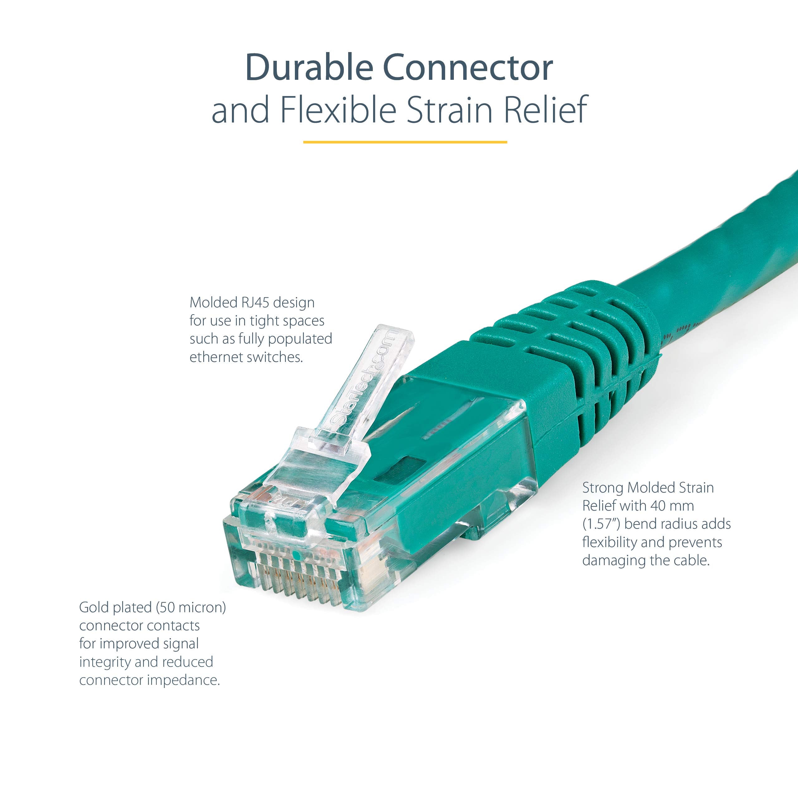 Startech.Com 3Ft Cat6 Ethernet Cable   Green Cat 6 Gigabit Ethernet Wire  650Mhz 100W Poe++ Rj45 Utp Molded Category 6 Network/P