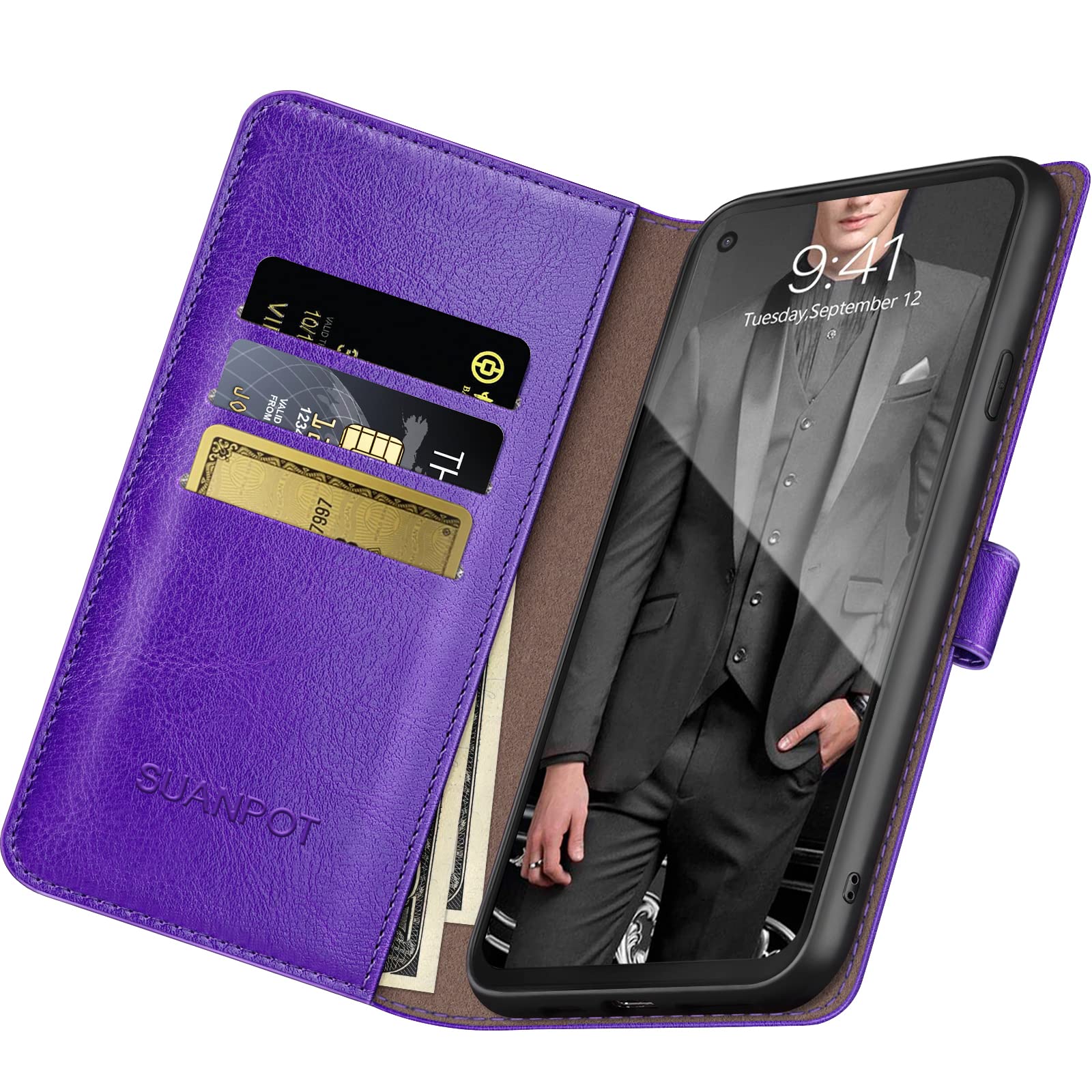 Suanpot ?Rfid Blocking For Motorola Moto G Stylus 5G (Non 2022) With Wallet Case Credit Card Holder,Pu Leather Flip Folio Book P