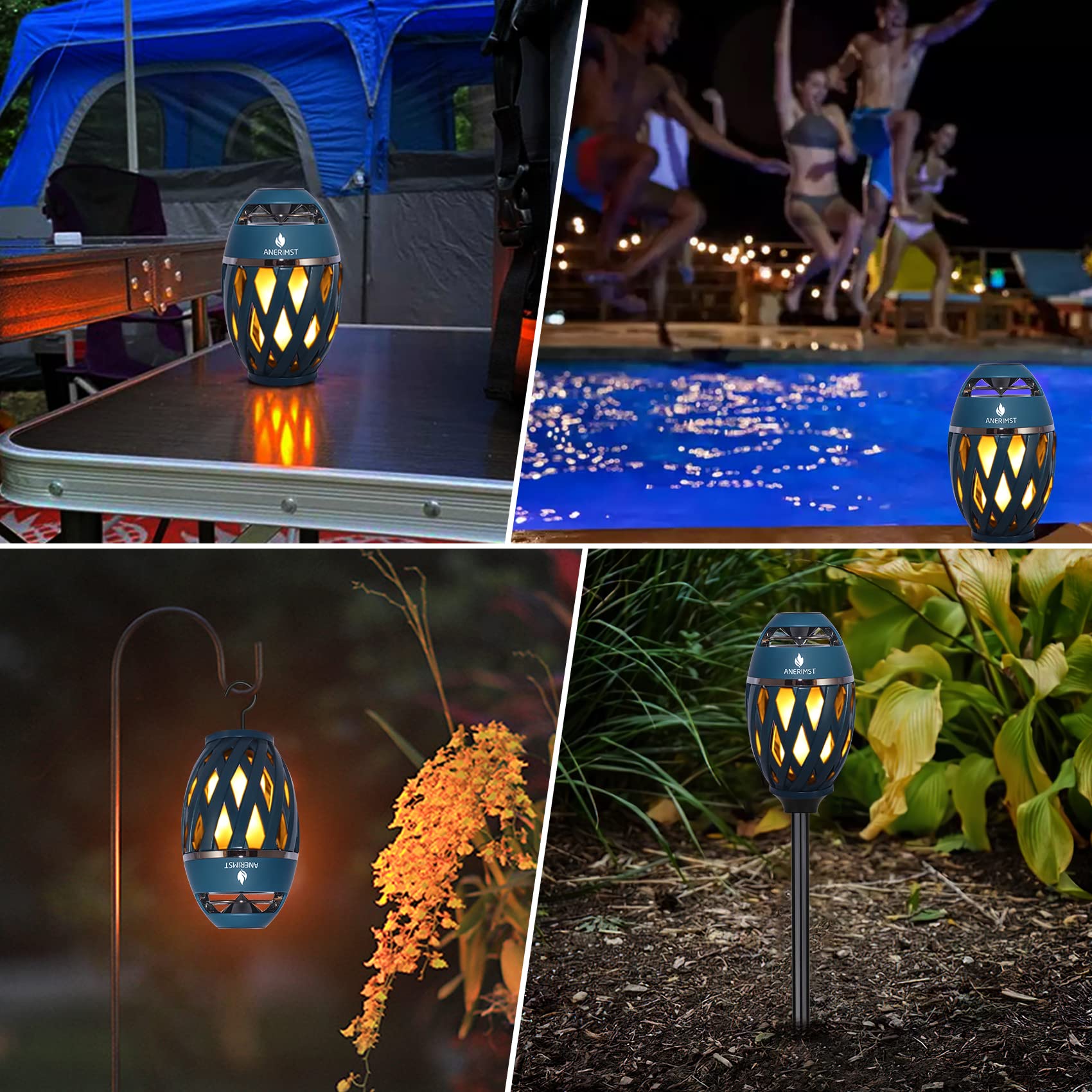 Anerimst Unique Gifts For Men, Outdoor Bluetooth Speaker Waterproof Wireless With Torch Led Light, Birthday Gift For Boyfriend Him Dad, Cool For Garden, Patio, Outside (Blue)