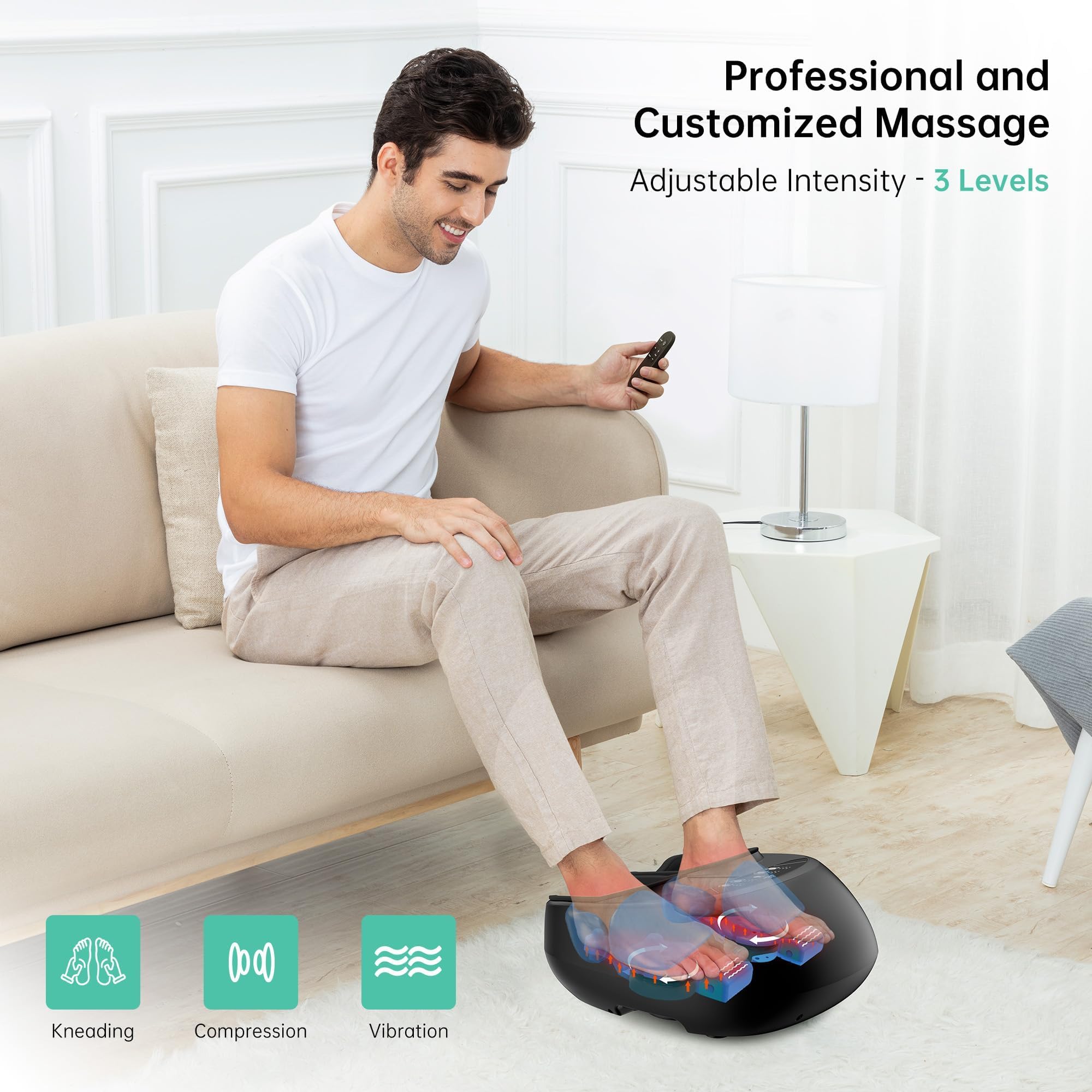 Snailax Foot Massager With Heat, Fsa/Hsa Eligible, Remote Control, Shiatsu Heated Foot Massager Machine With Deep Kneading, Roll