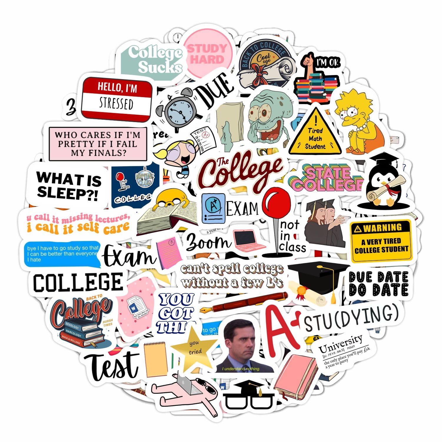 College Stickers For Water Bottles, Planners, Laptops Decals   College Party Supplies, College Party Decorations   College Gifts